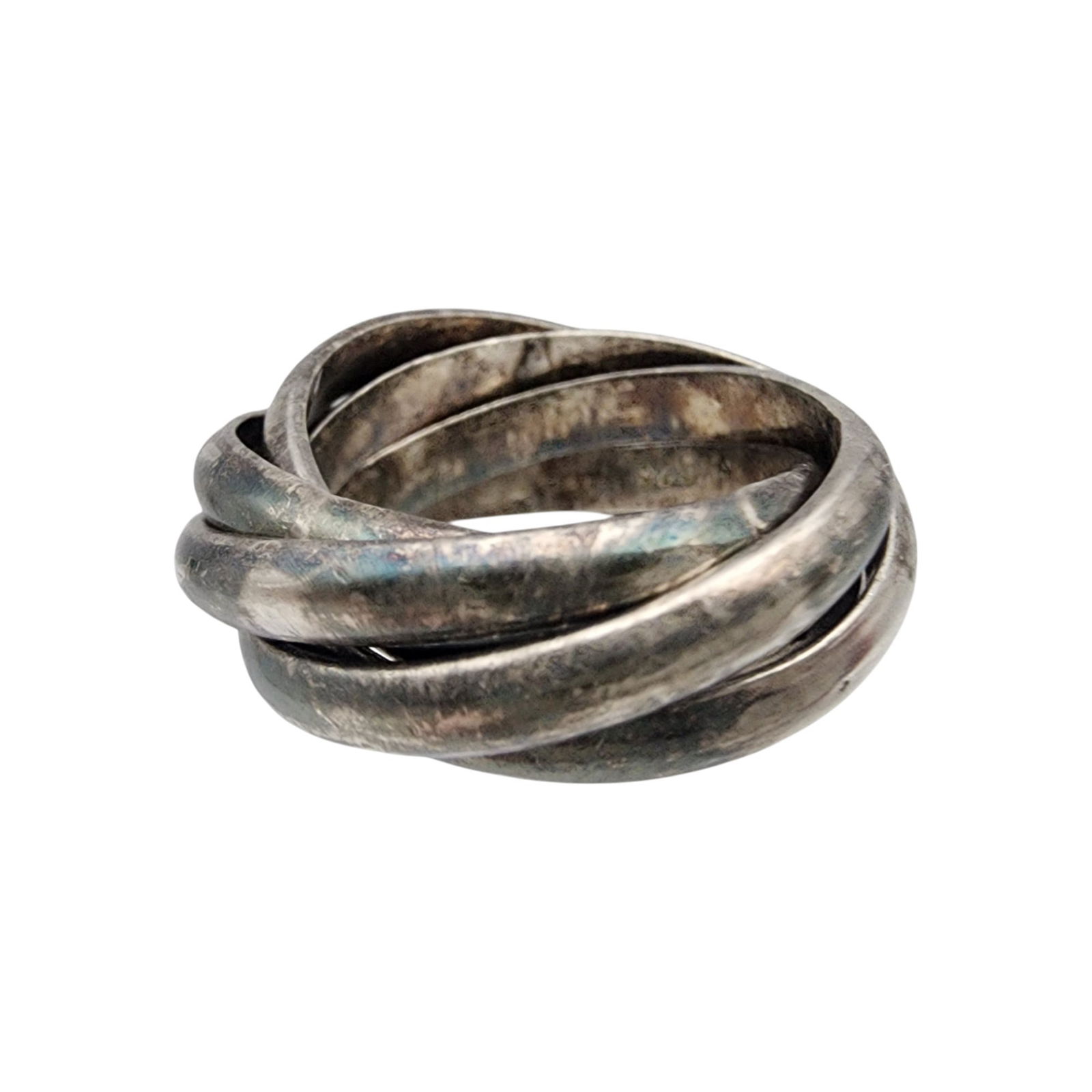 Vintage Mexico Sterling Puzzle Ring Sz 5.5: Vintage Mexico Sterling Puzzle Ring Sz 5.5, 11.5g