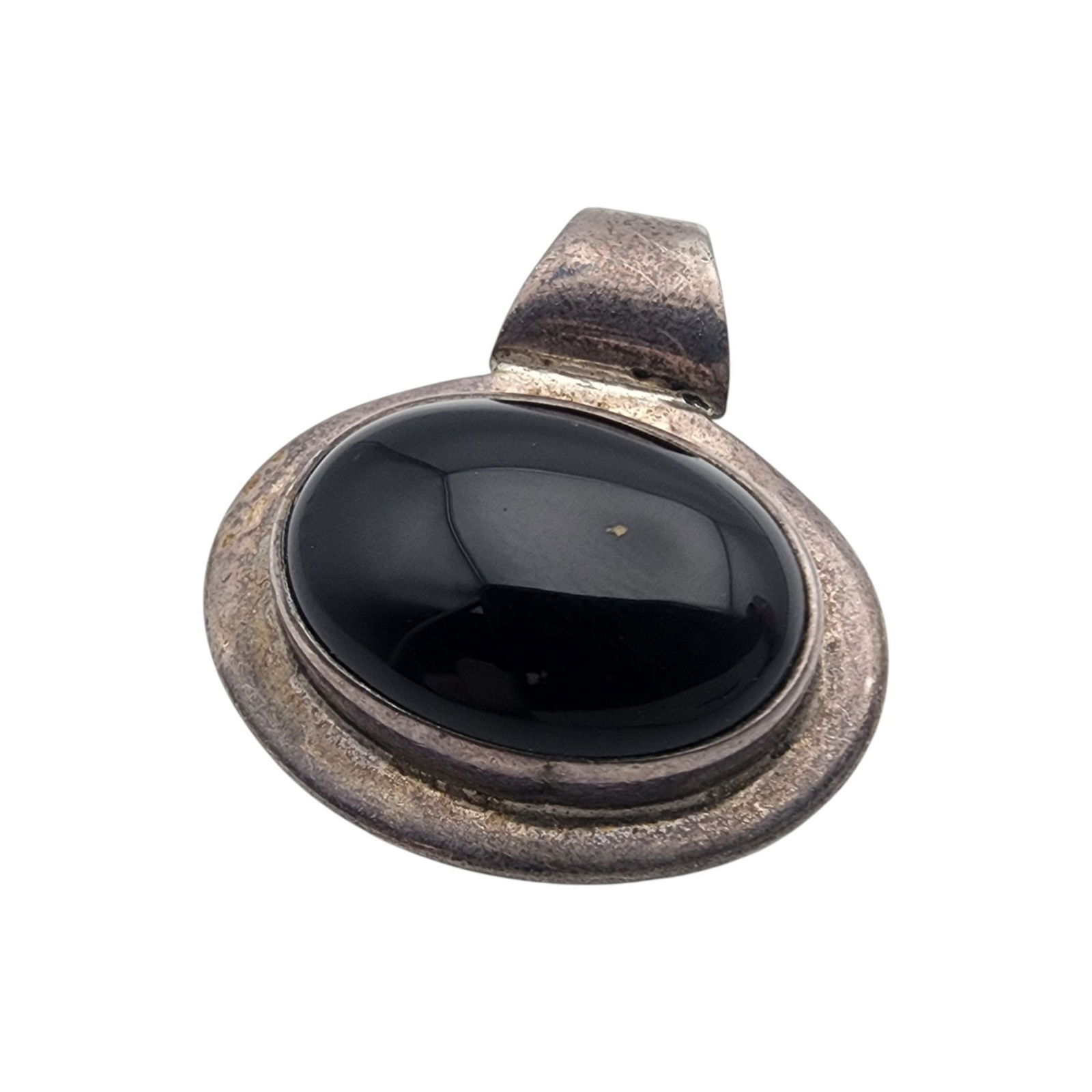 Mexico Sterling Onyx Oval Pendant: Mexico Sterling Onyx Oval Pendant - 8.4g