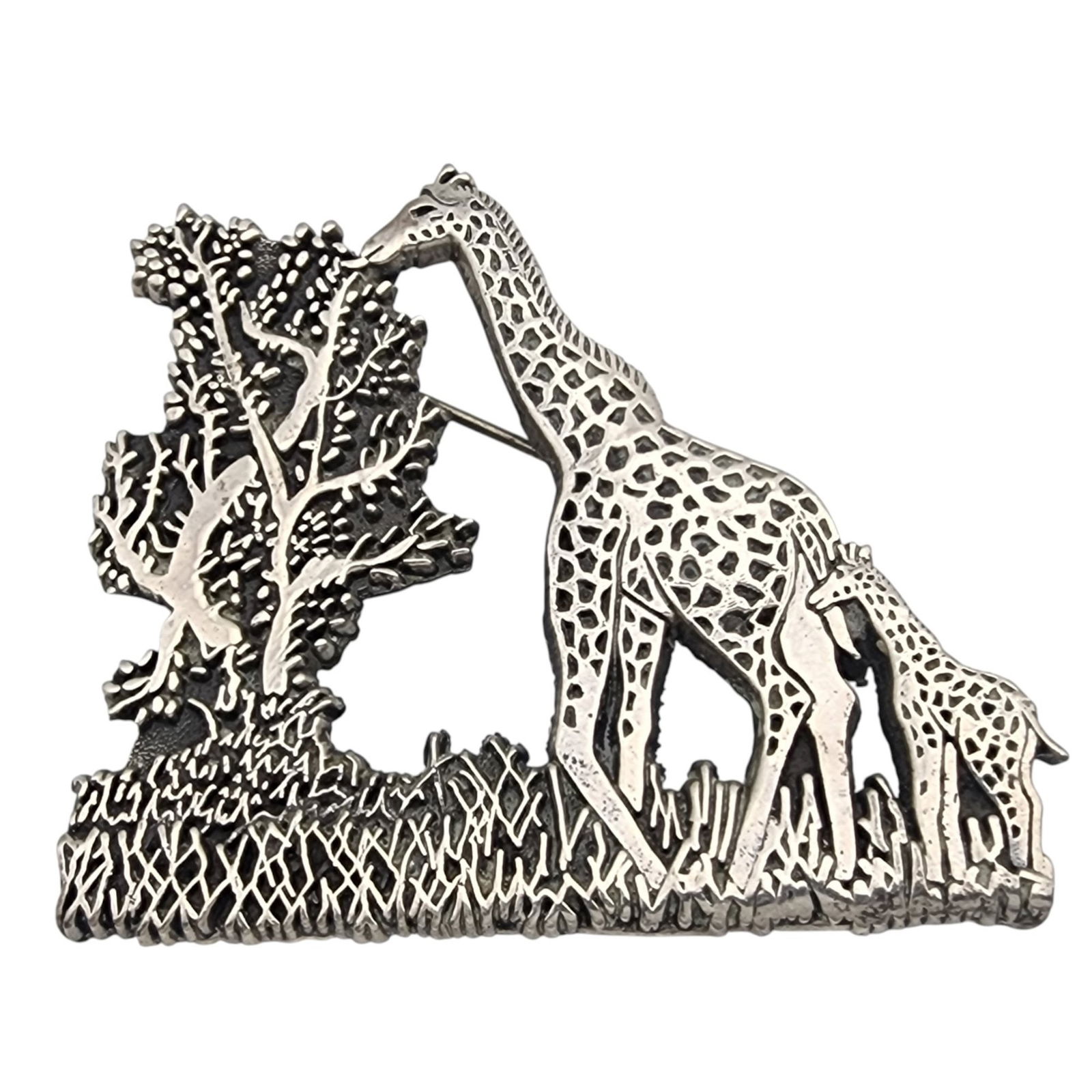 D'Molina Mexico Sterling Giraffe Brooch: D'Molina/TM-90 Mexico Sterling Giraffe Brooch - 16.4g