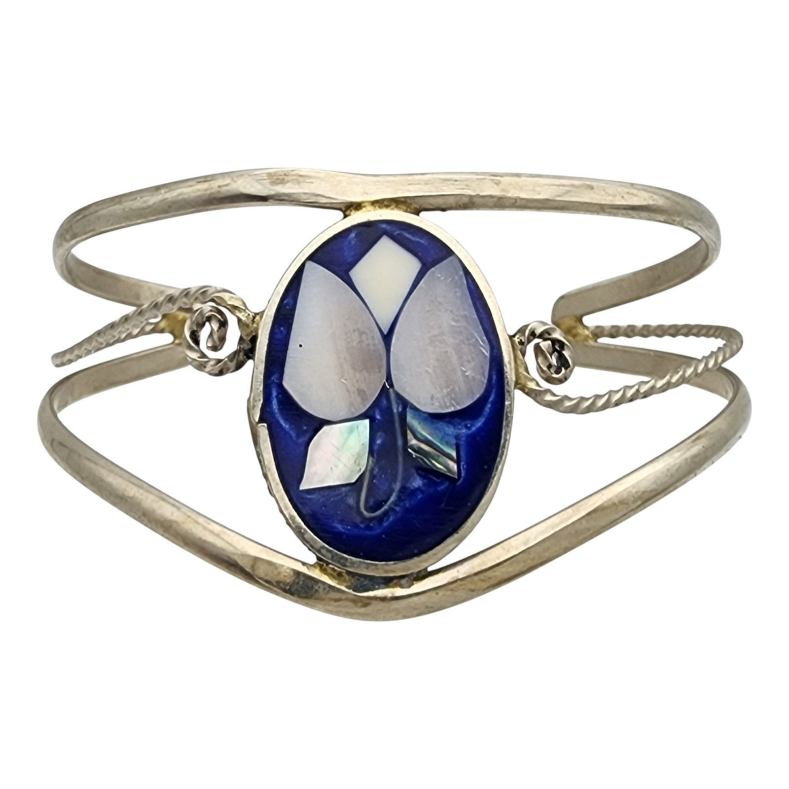 Mexico Alpaca Silver Inlay Cuff Bracelet: Mexico Alpaca Silver Inlay Cuff Bracelet - 14g