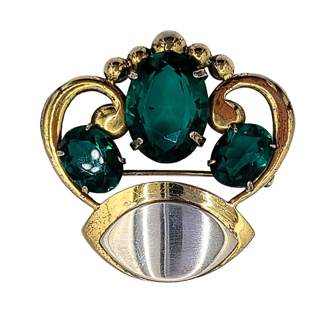 Mario Tanzi Gold Over Sterling Rhinestone Crown Brooch: Mario Tanzi Vintage Gold Over Sterling, Rhinestone Crown Brooch. Signed Mario Tanzi Sterling. 19.8g