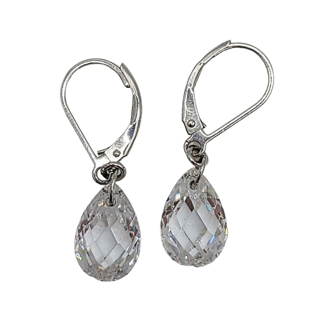 Signed Sterling Silver CZ Dangle Drop Earrings (1 of 3)