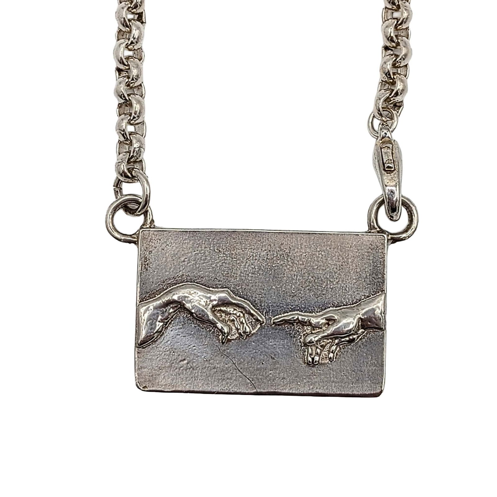 Signed Sterling Silver God's Creation Necklace: Signed Sterling Silver God's Creation Necklace. 18in Length. Signed Liz Splat 925 Sterling 71. 46.4g