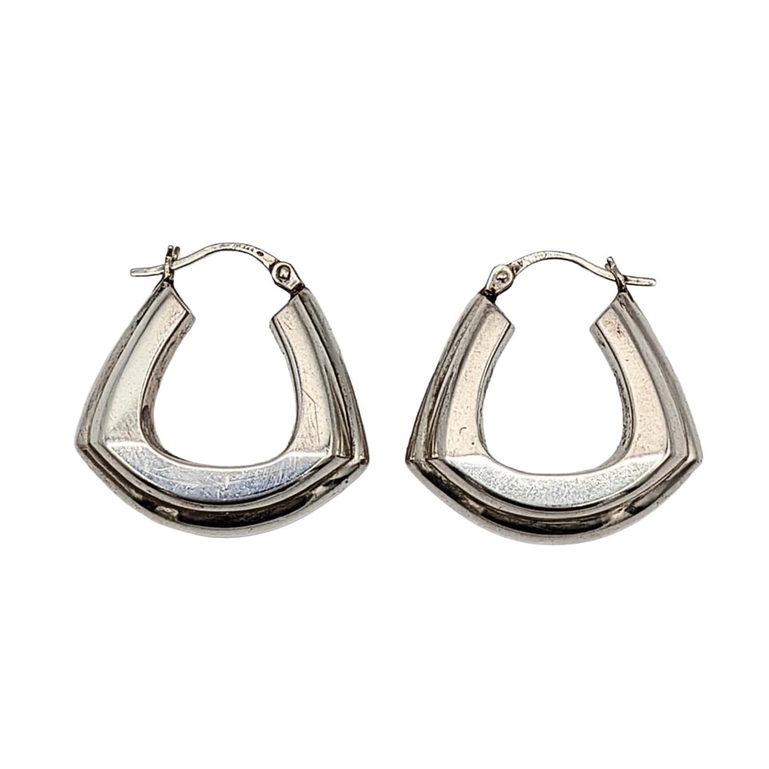 Signed Fine Silver Hollow Form Sculptural Hoop Earrings: Signed Fine Silver Hollow Form Sculptural Hoop Earrings. Signed 999 hallmark. 7.4g