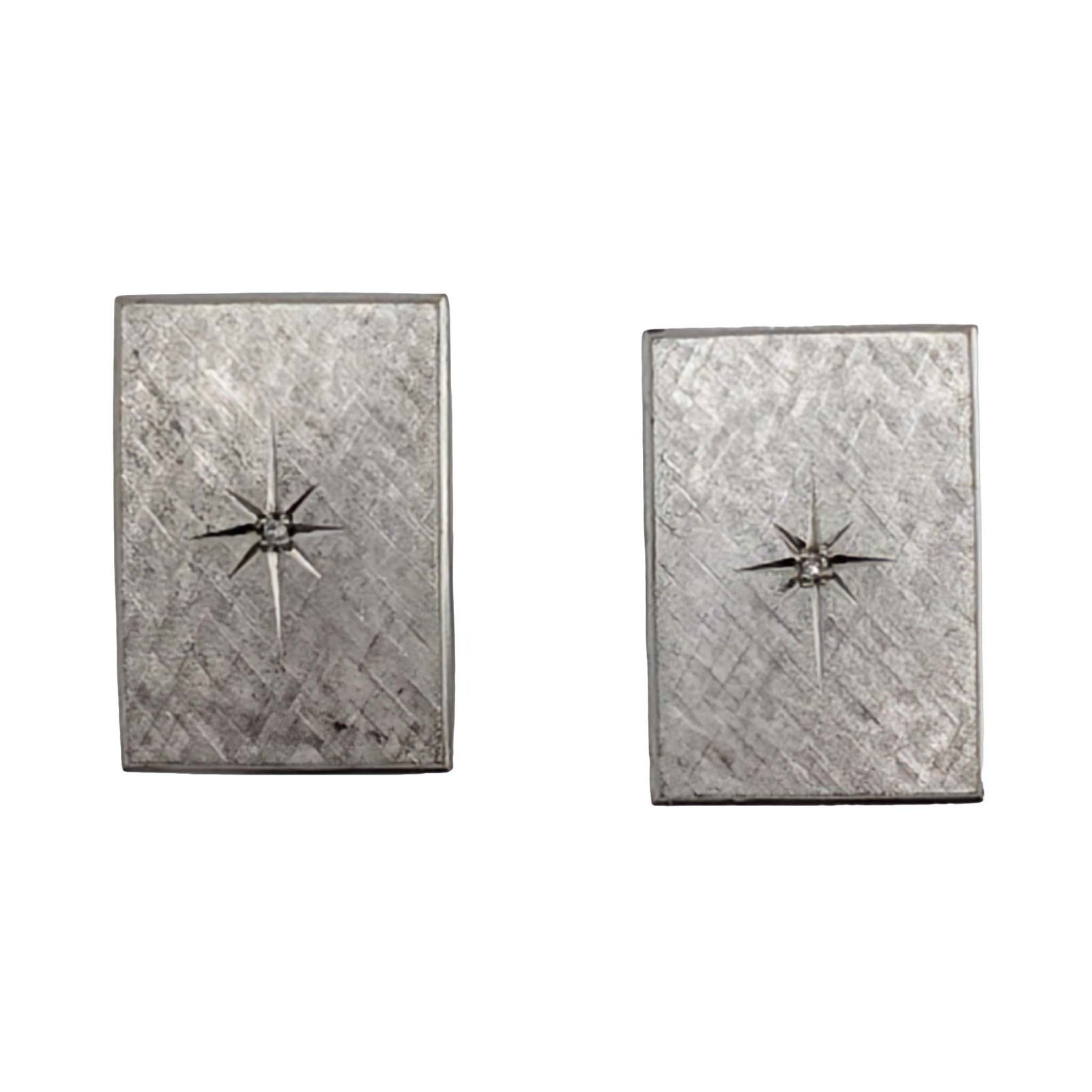 Lamode Sterling Silver Diamond Rectangular Cufflinks: Lamode Sterling Silver Diamond Rectangular Cufflinks. Signed Lamode Sterling. 17g