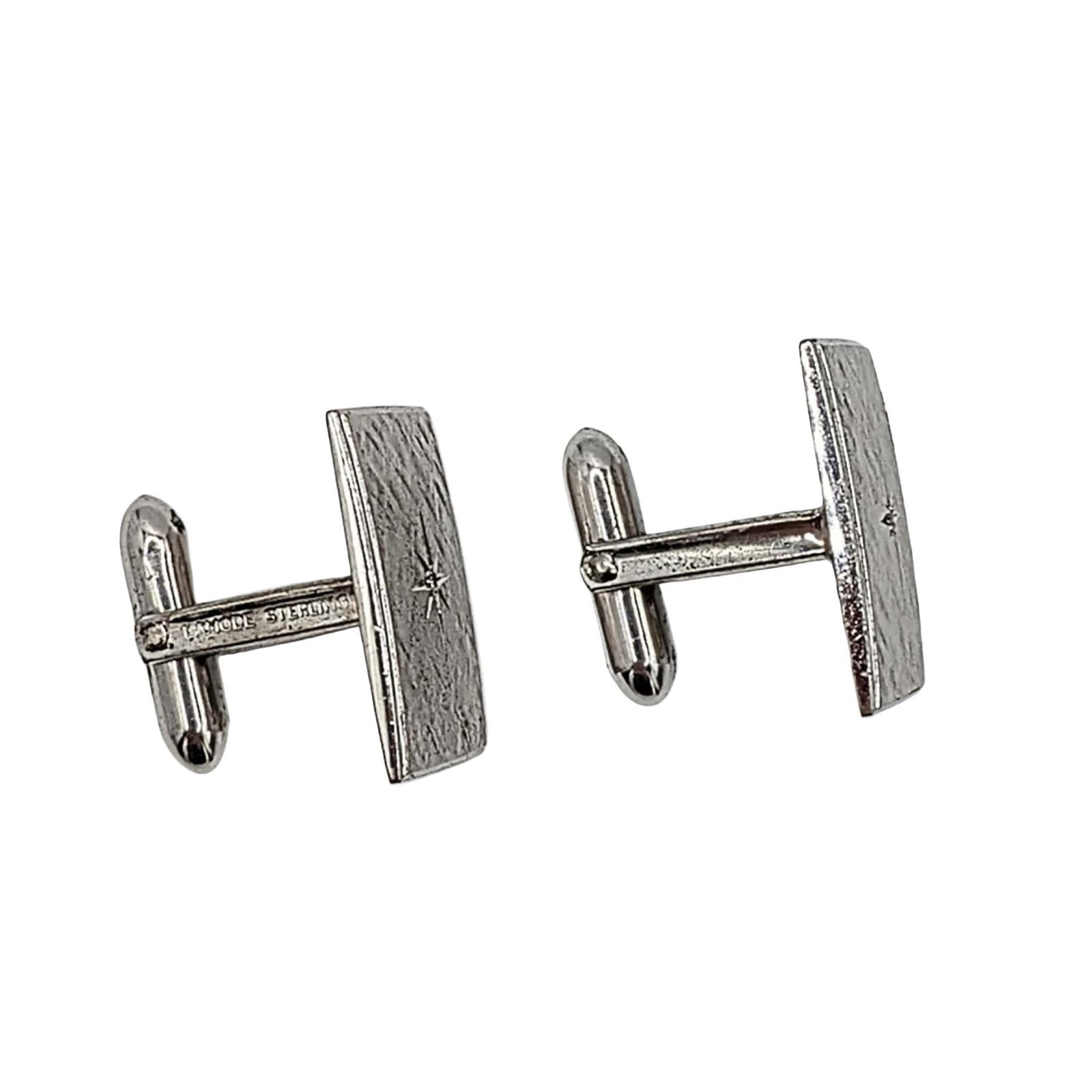 Lamode Sterling Silver Diamond Rectangular Cufflinks - 2