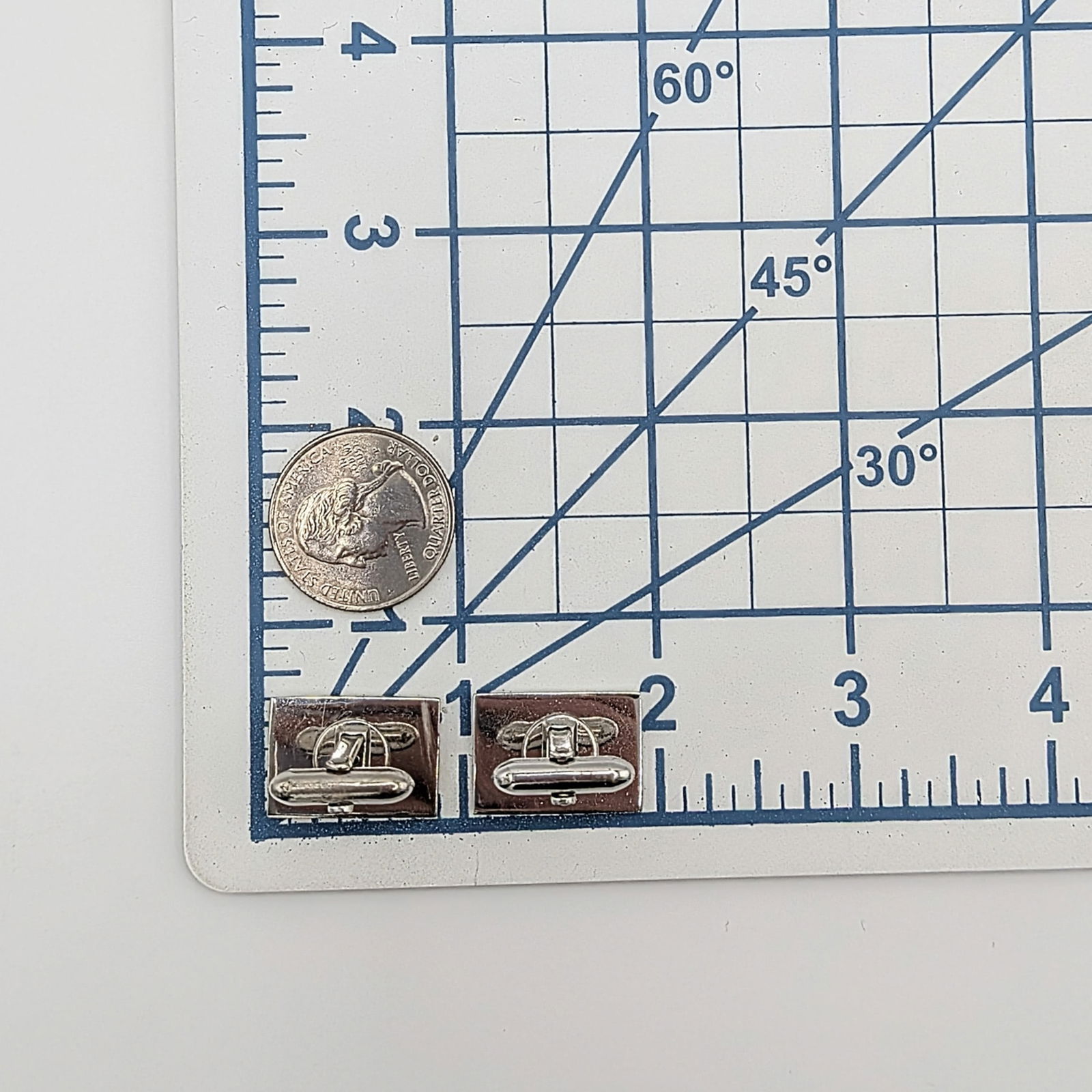 Lamode Sterling Silver Diamond Rectangular Cufflinks - 5