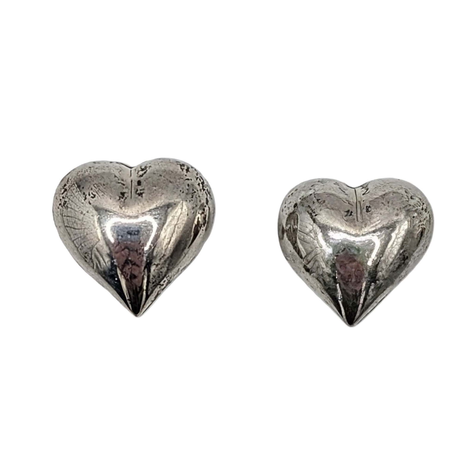 Sterling Silver Puffy Heart Stud Earrings (1 of 3)