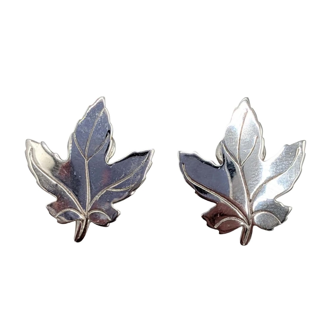 Enco Sterling Silver Maple Leaf Clip Back Earrings: Enco Sterling Silver Maple Leaf Clip Back Earrings. Signed Enco Sterling Front. 3.6g