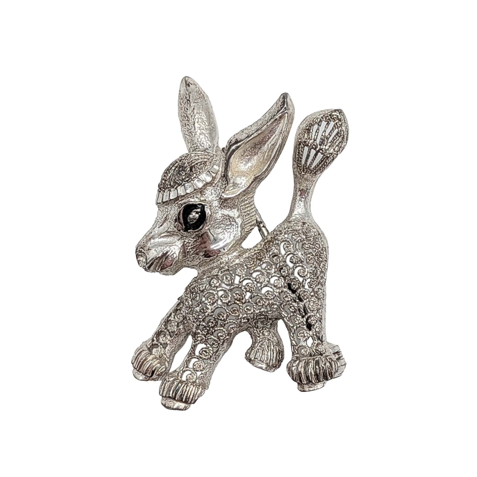 Signed German Sterling Silver Filigree Donkey Brooch: Signed German Vintage Sterling Silver Filigree Donkey Brooch. Signed Sterling Germany NW. 6.3g