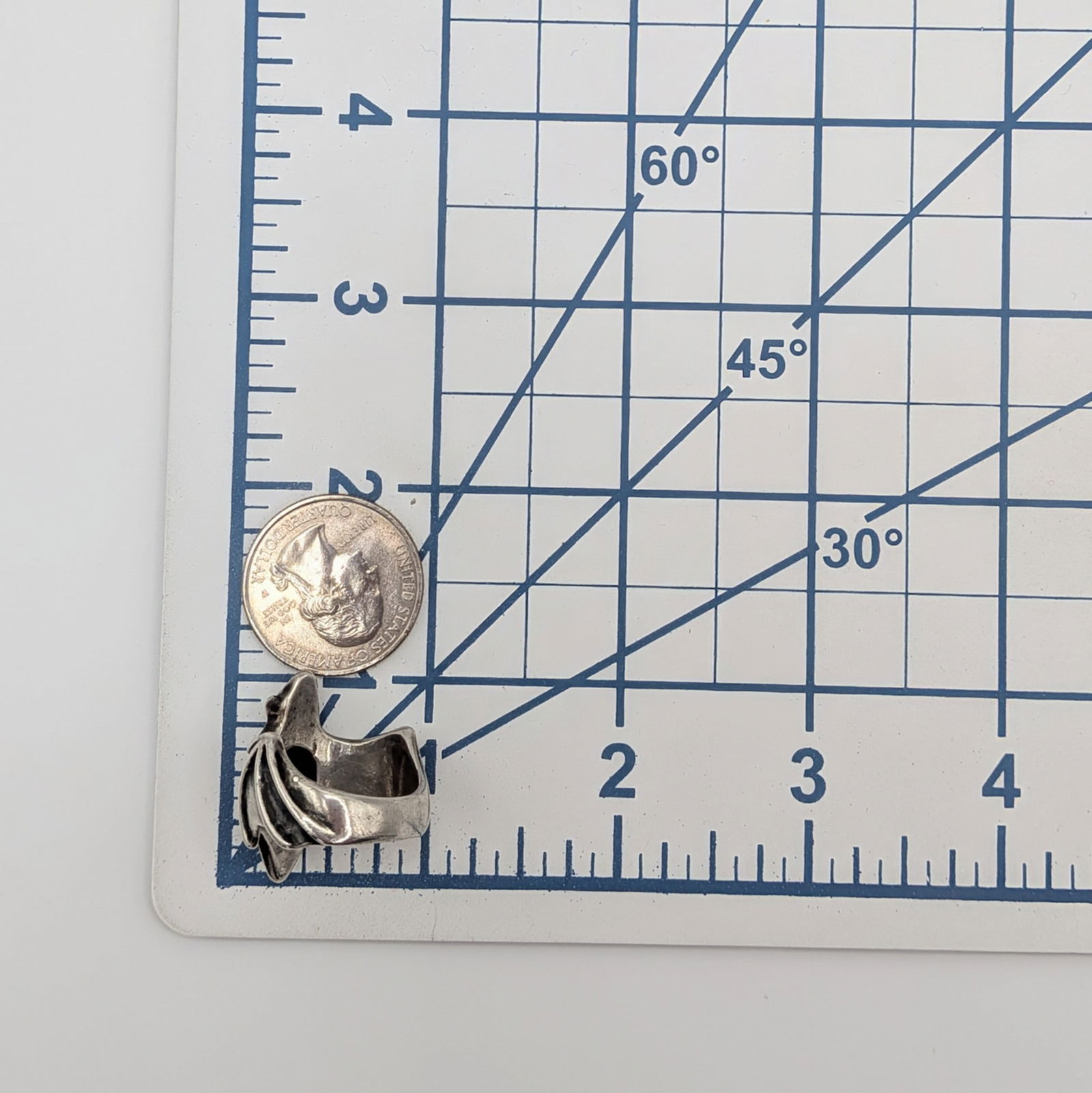 Signed Sterling Silver Garnet Bat Ring - 3