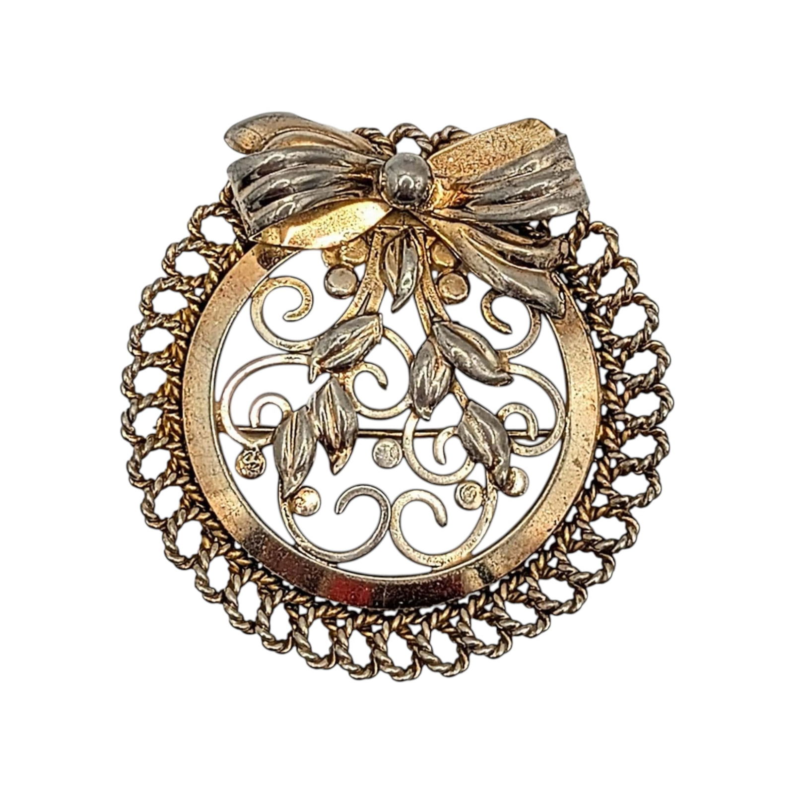Bond Boyd Gold Over Sterling Floral Bouquet Brooch: Bond Boyd Vintage Gold Over Sterling Silver Floral Bouquet Bow Brooch. Signed Bond Boyd Sterling. 12g