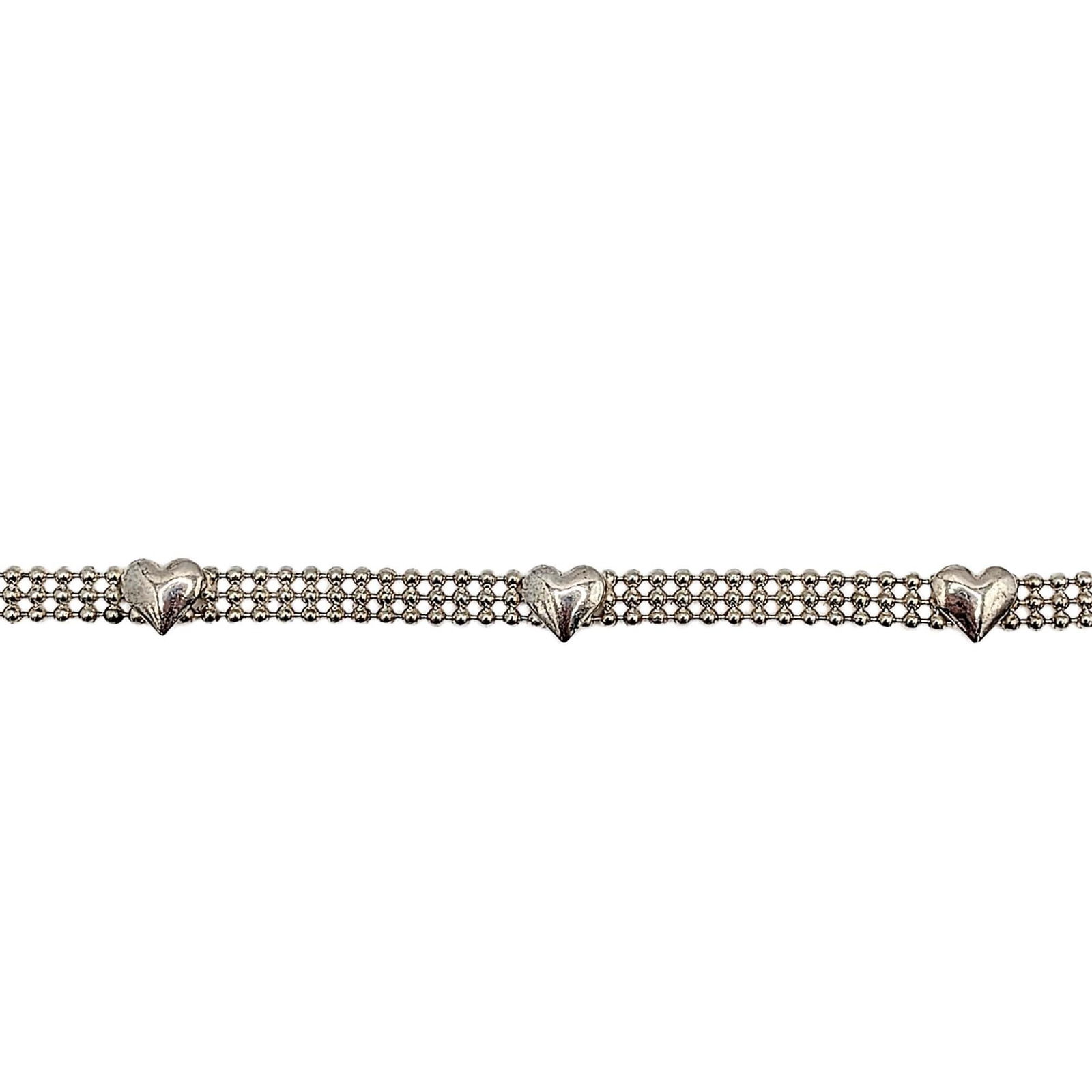 Signed Italian Sterling Silver Bead Chain Heart Bracelet: Signed Italian Sterling Silver Bead Chain Heart Bracelet. 8in Length. Signed OTC 925 Italy. 6.4g