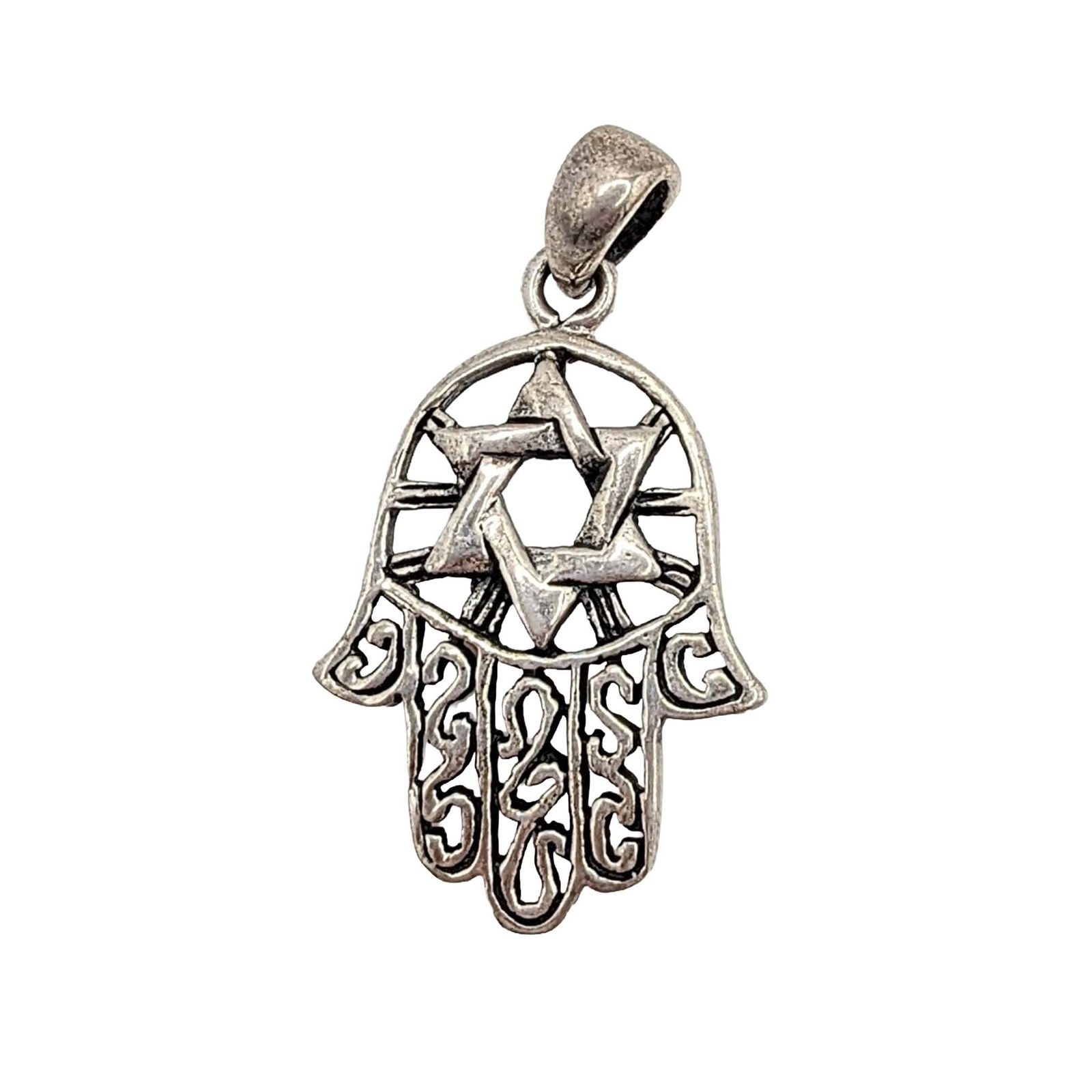 Sterling Silver Hand of Fatima Pendant: Sterling Silver Hand of Fatima Pendant. Signed 925. 3g