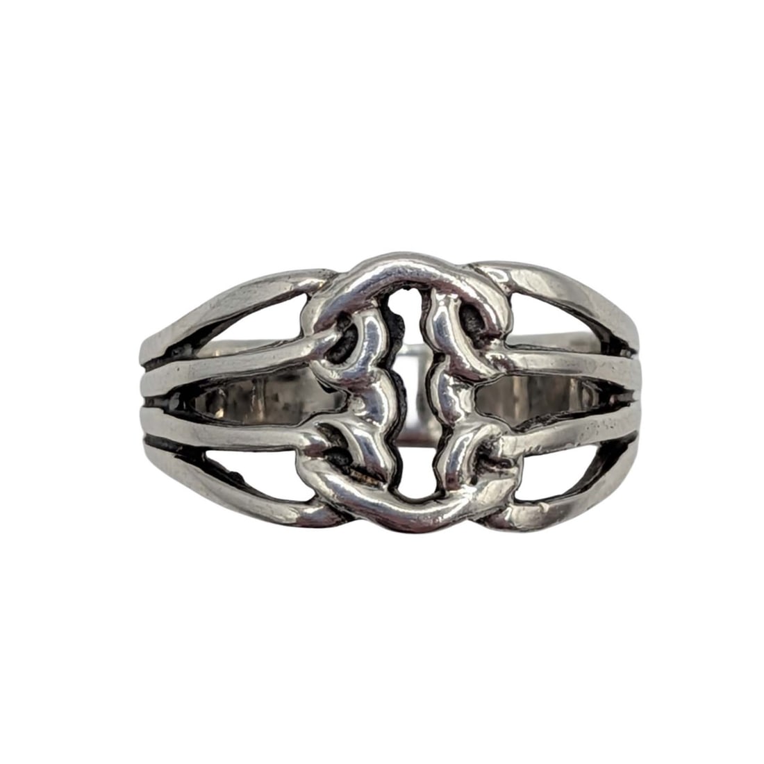 Signed Sterling Silver Woven Knot Ring: Signed Sterling Silver Woven Knot Ring. Size 6.5. Signed dollar sign symbol 925. 4.8g