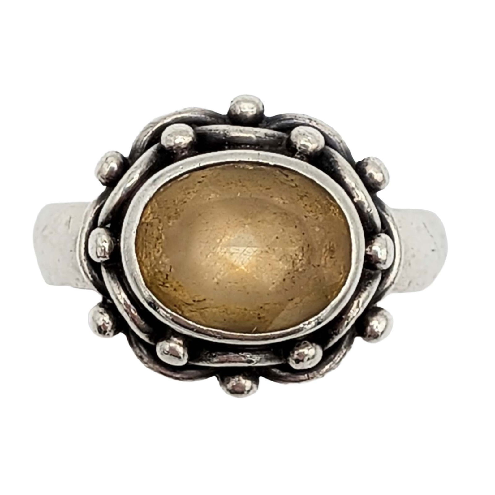 Sterling Silver Citrine Oval Ring: Sterling Silver Citrine Oval Ring. Size 6. Signed Nepal 925. 4g