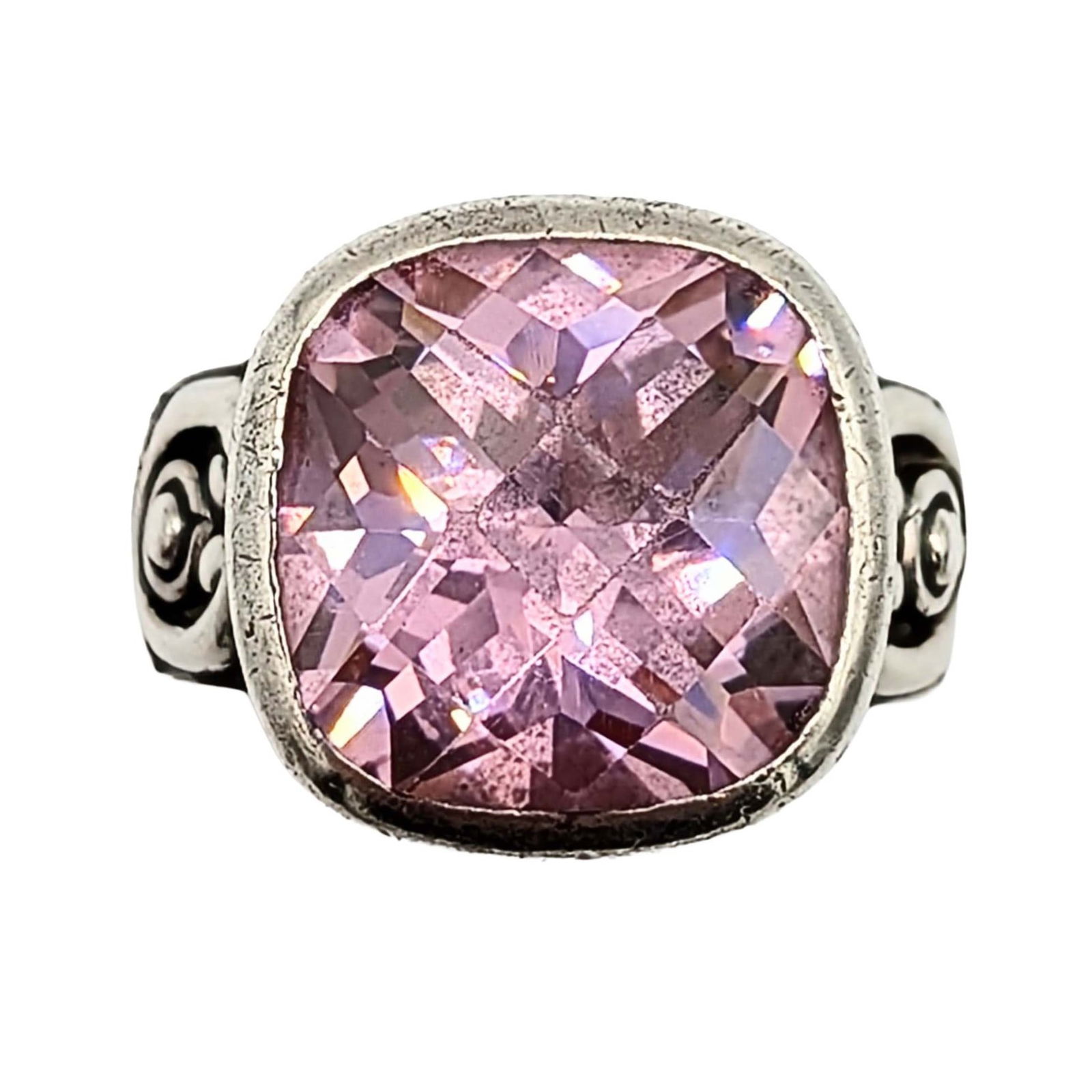 Sterling Silver Pink Tourmaline Cushion Cut Ring (1 of 4)
