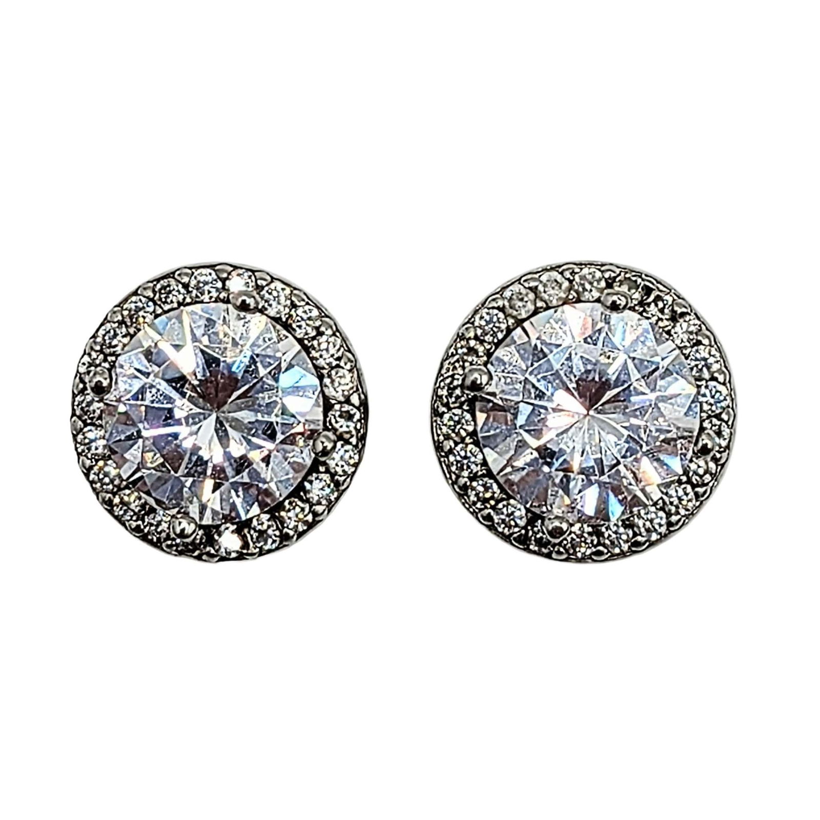 Signed Sterling Silver CZ Stud Halo Earrings: Signed Sterling Silver, CZ Stud Halo Earrings. Signed IBB CN 925