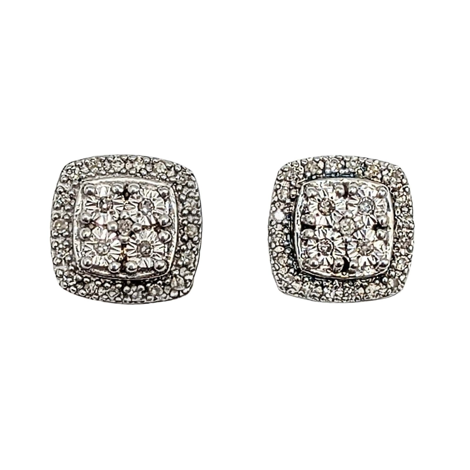 Signed Sterling Silver Diamond Stud Earrings: Signed Sterling Silver, Diamond Infinity Detail Stud Earrings. Signed 925 SK9 India. 2g