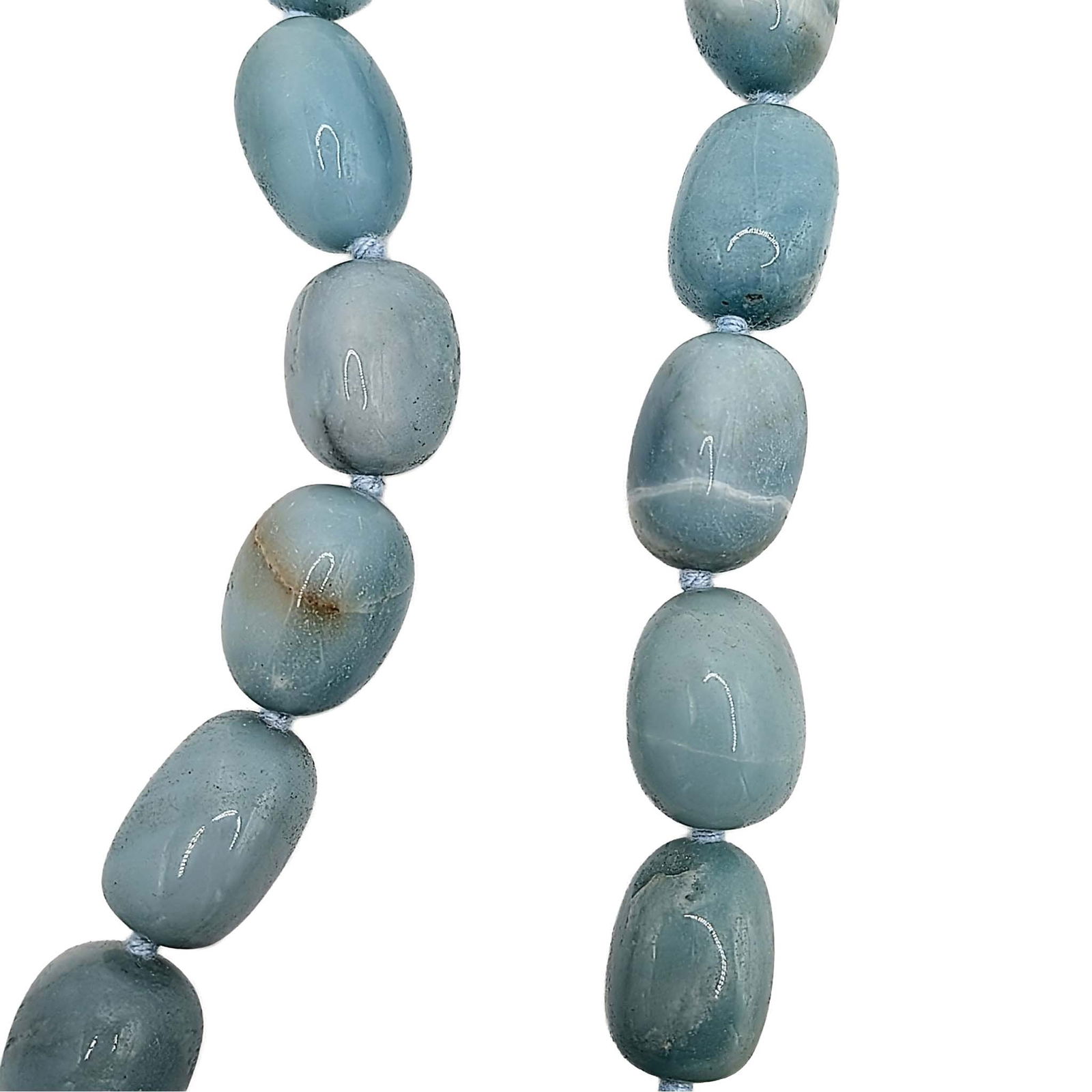 GSJ Sterling Silver Larimar Tumbled Bead Necklace: GSJ Sterling Silver, Larimar Tumbled Bead Necklace. 18-20in Length (adjustable) Signed 925 GSJ. 118.7g