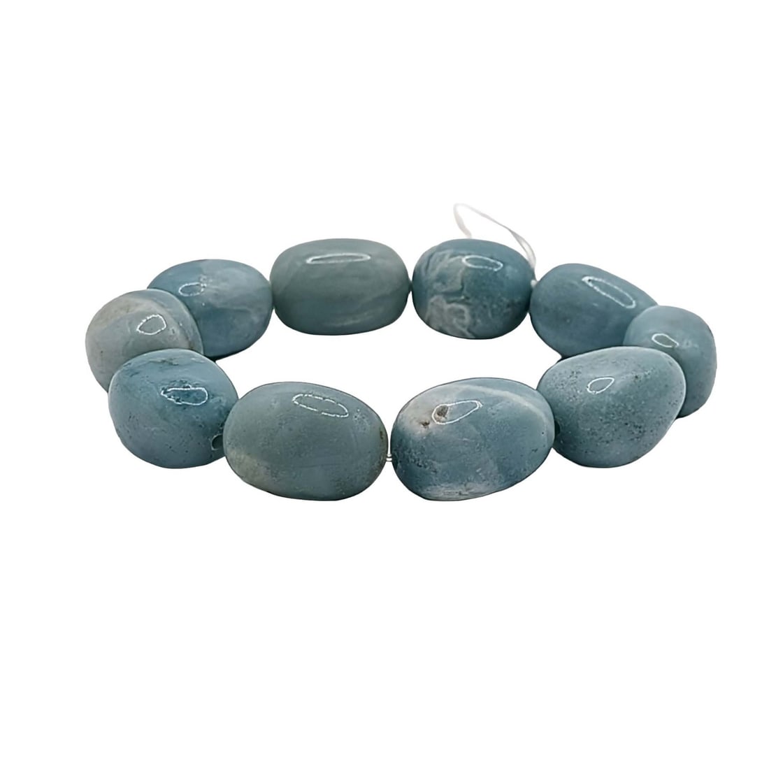 GSJ Larimar Tumbled Bead Stretch Bracelet: GSJ Larimar Tumbled Bead Stretch Bracelet. 51.3g