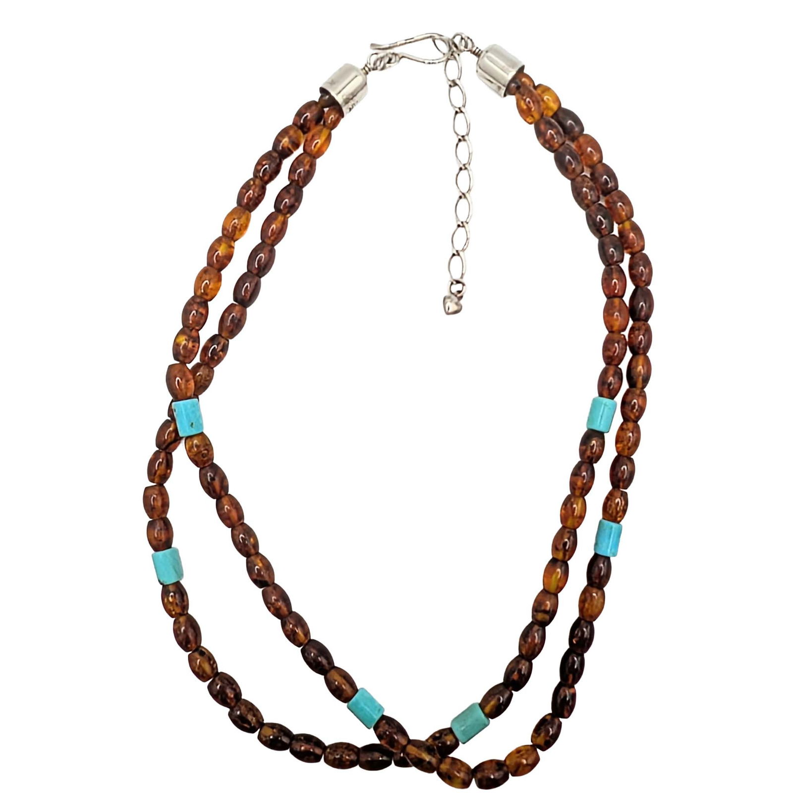Jay King Sterling Silver Amber Turquoise Bead Necklace: Jay King Mine Finds Sterling Silver, Amber, Turquoise Bead Necklace. 18-22in Length (adjustable) Signed DTR 925 China. 27.5g