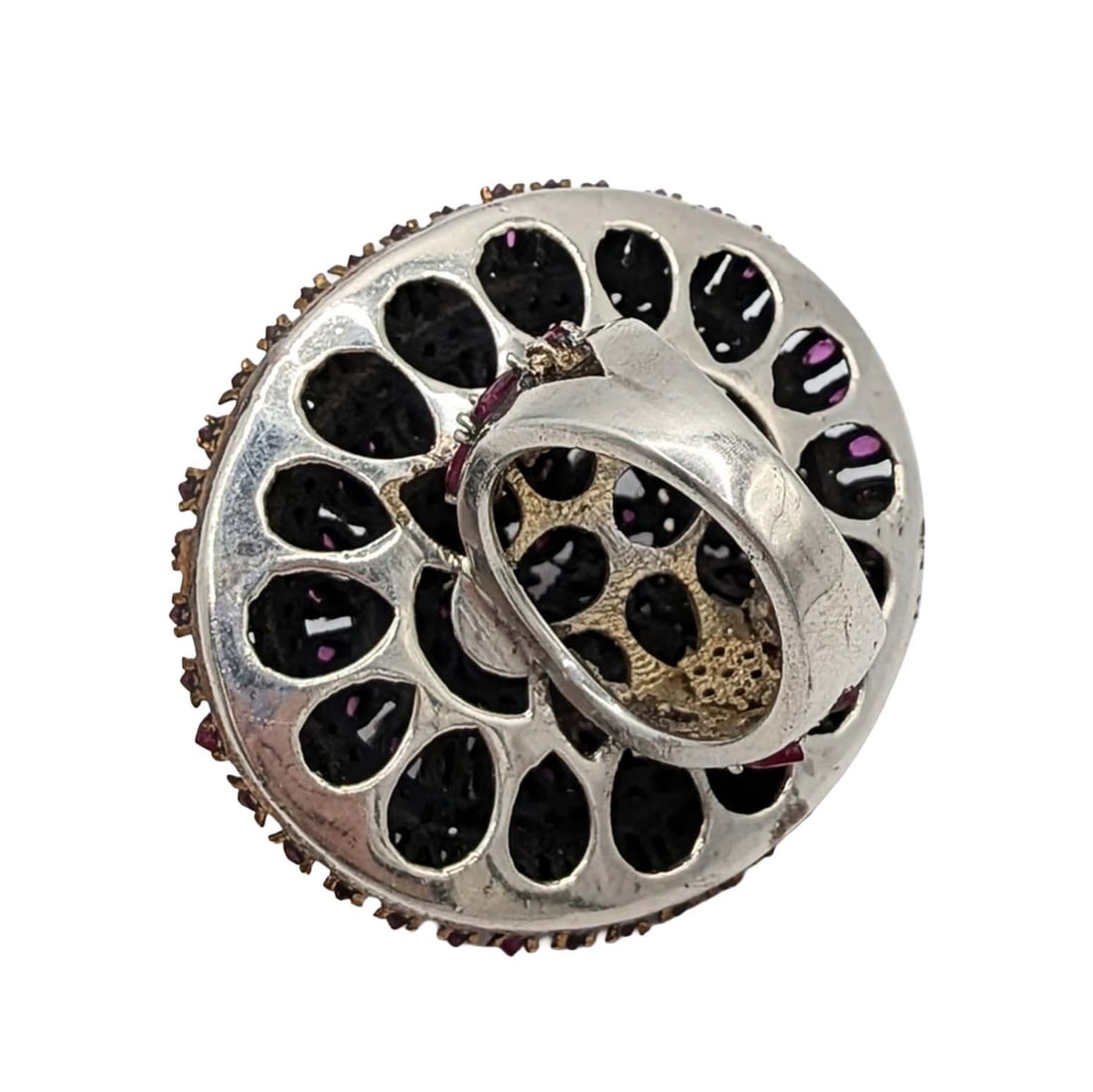Sterling Silver Ruby CZ Oversized Cocktail Ring - 4