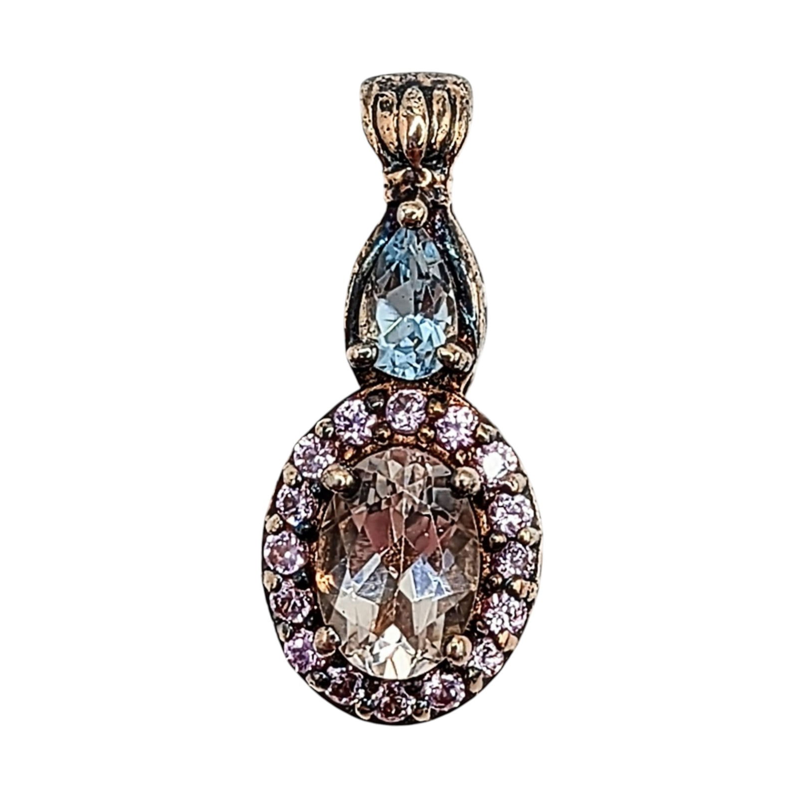 Signed Gold Over Sterling Silver Tourmaline Halo Pendant: Signed Gold Over Sterling Silver, Tourmaline Oval Halo Pendant. Signed STS 925. 1.8g