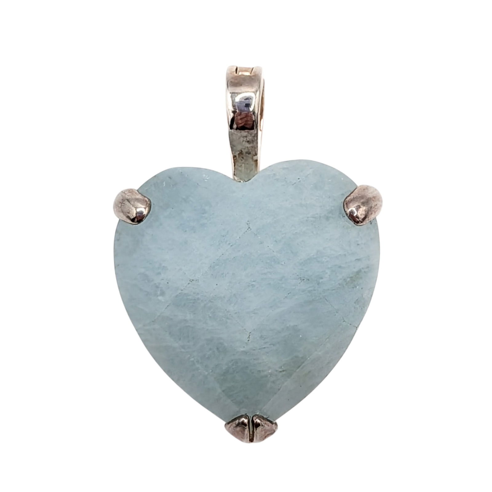Signed Sterling Silver Chrysoprase Heart Pendant: Signed Sterling Silver, Chrysoprase Cushion Cut Heart Pendant. Signed 925 SS China. 5.5g