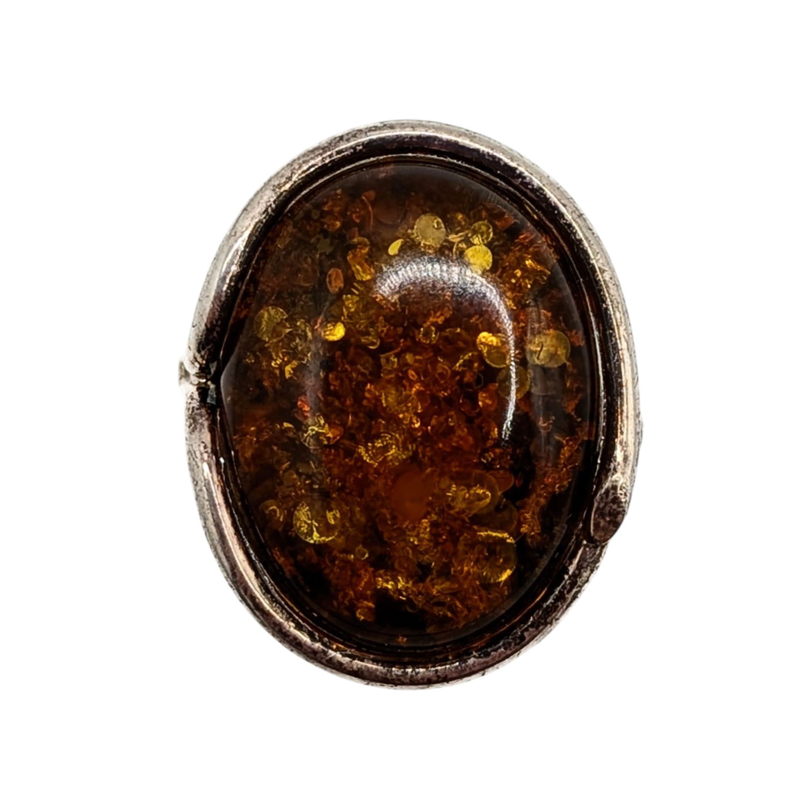 Sterling Silver Amber Wrapped Adjustable Ring (1 of 5)