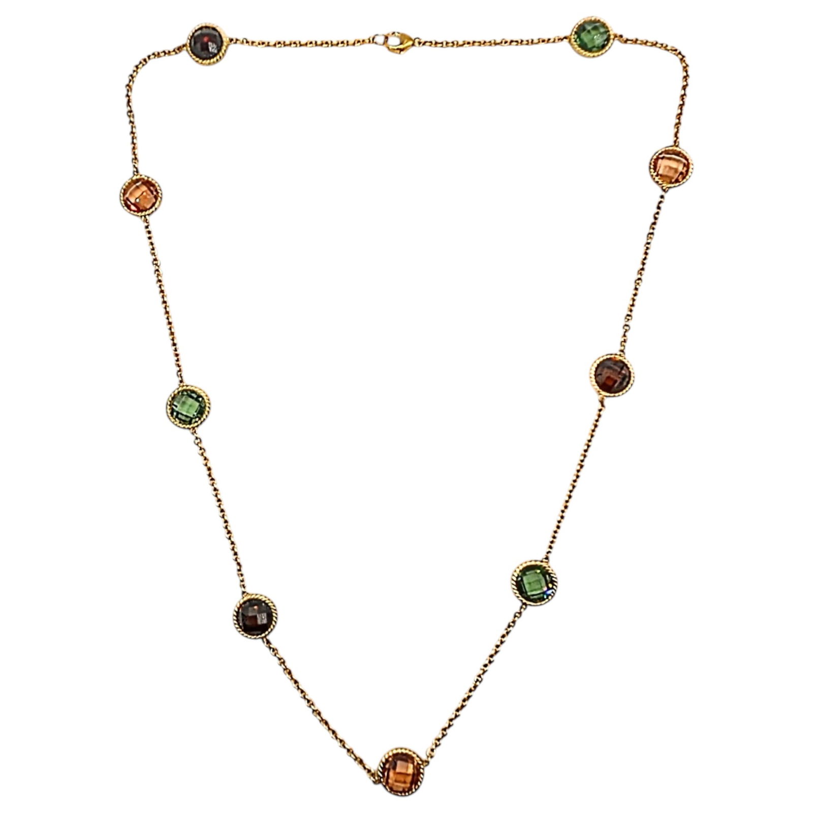 Signed Gold Over Sterling Silver CZ Link Necklace: Signed Gold Over Sterling Silver, CZ Link Necklace. 24in Length. Signed FC 925 CZ China. 22.7g