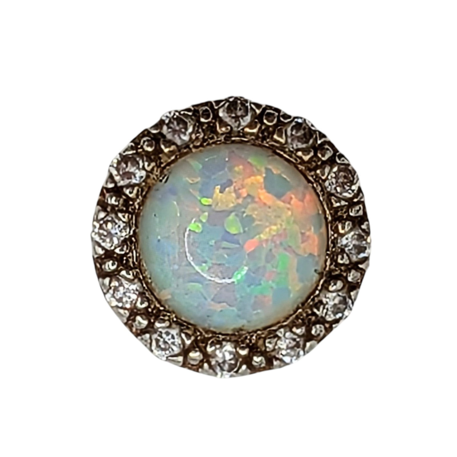 Signed Sterling Silver Opal CZ Round Slide Pendant: Signed Sterling Silver, CZ Round Slide Pendant. Signed EA 925. .7g