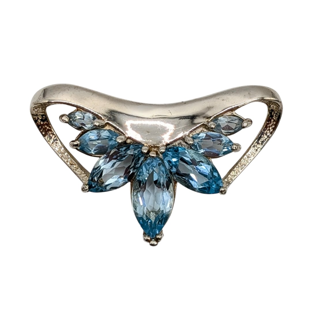 Signed Sterling Silver Blue Topaz Graduated Slide Pendant: Signed Sterling Silver, Blue Topaz Graduated Slide Pendant. Signed C&A 925. 10.5g