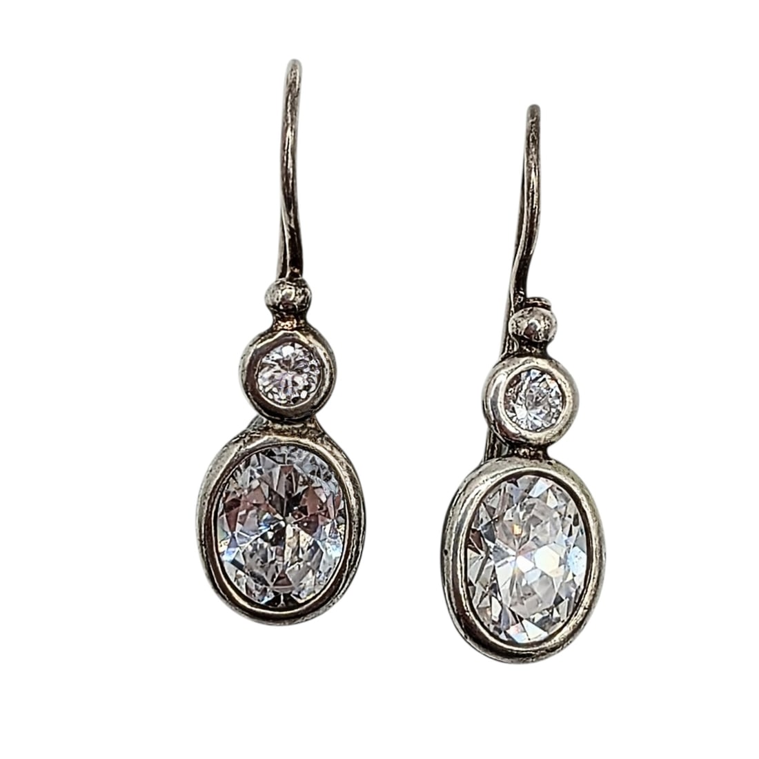 Sterling Silver Double Rhinestone Drop Earrings (1 of 3)