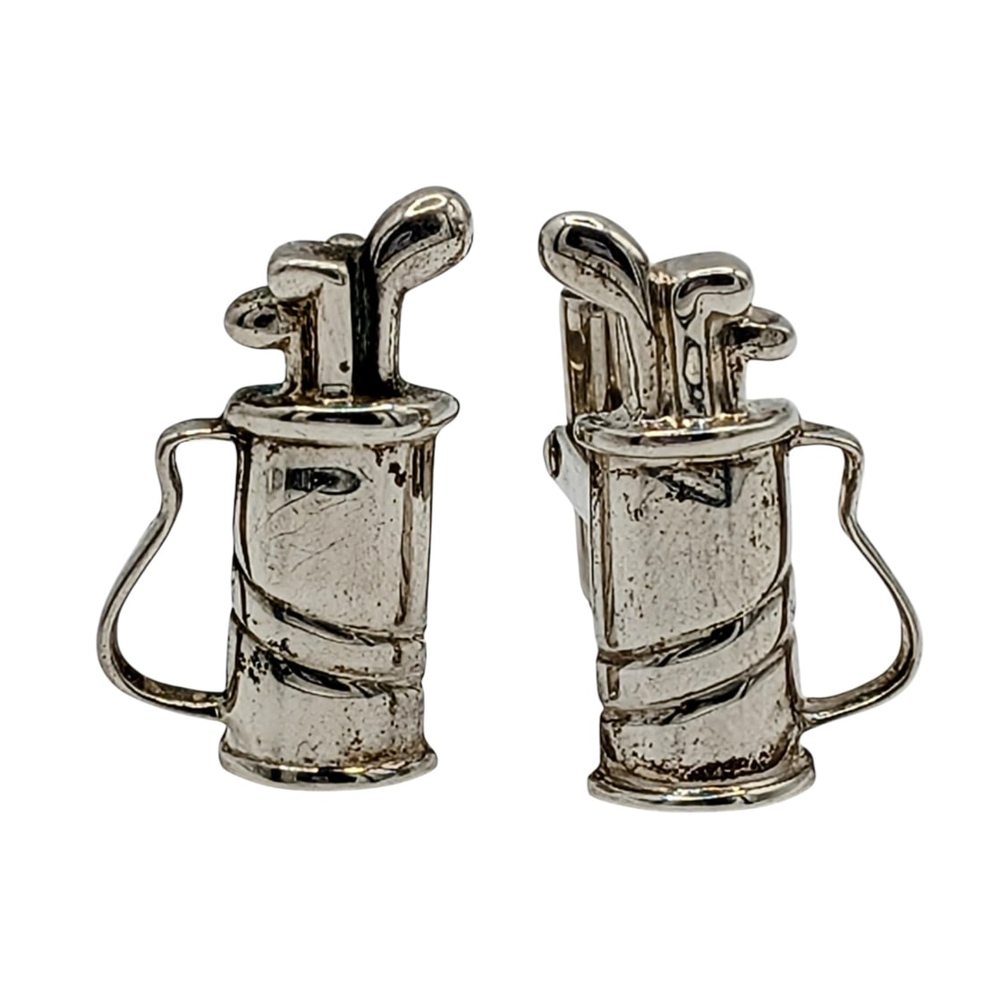 Signed Vintage Sterling Silver Golf Bag Cufflinks: Signed Vintage Sterling Silver Golf Bag Cufflinks. Signed T&B 925. 14.5g