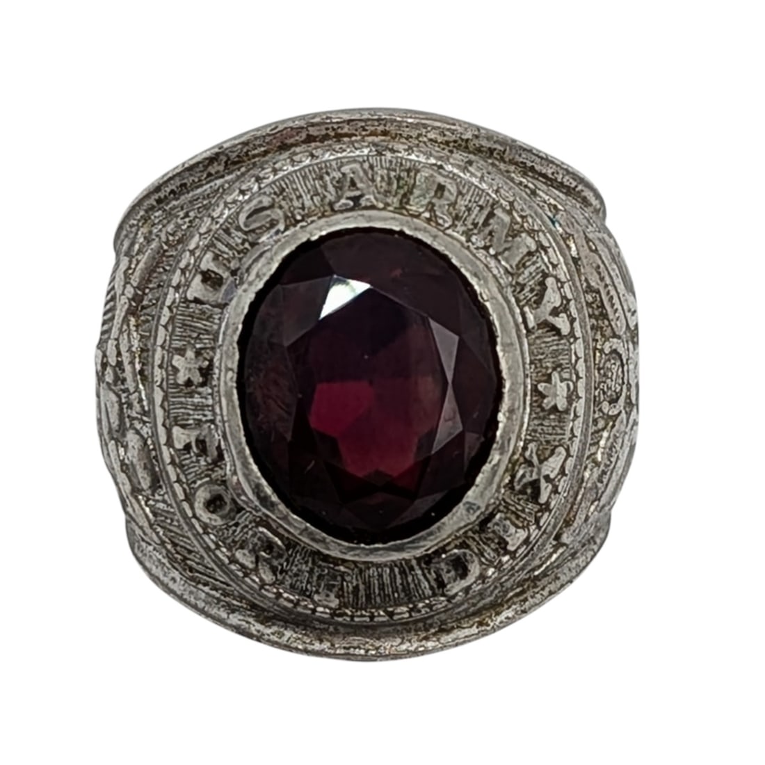Signed Sterling Silver Ruby US Army Fort Dix Class Ring: Signed Sterling Silver, Ruby US Army Fort Dix Class Ring. Size 8. Signed Taylor Maid Sterling. 19.9g
