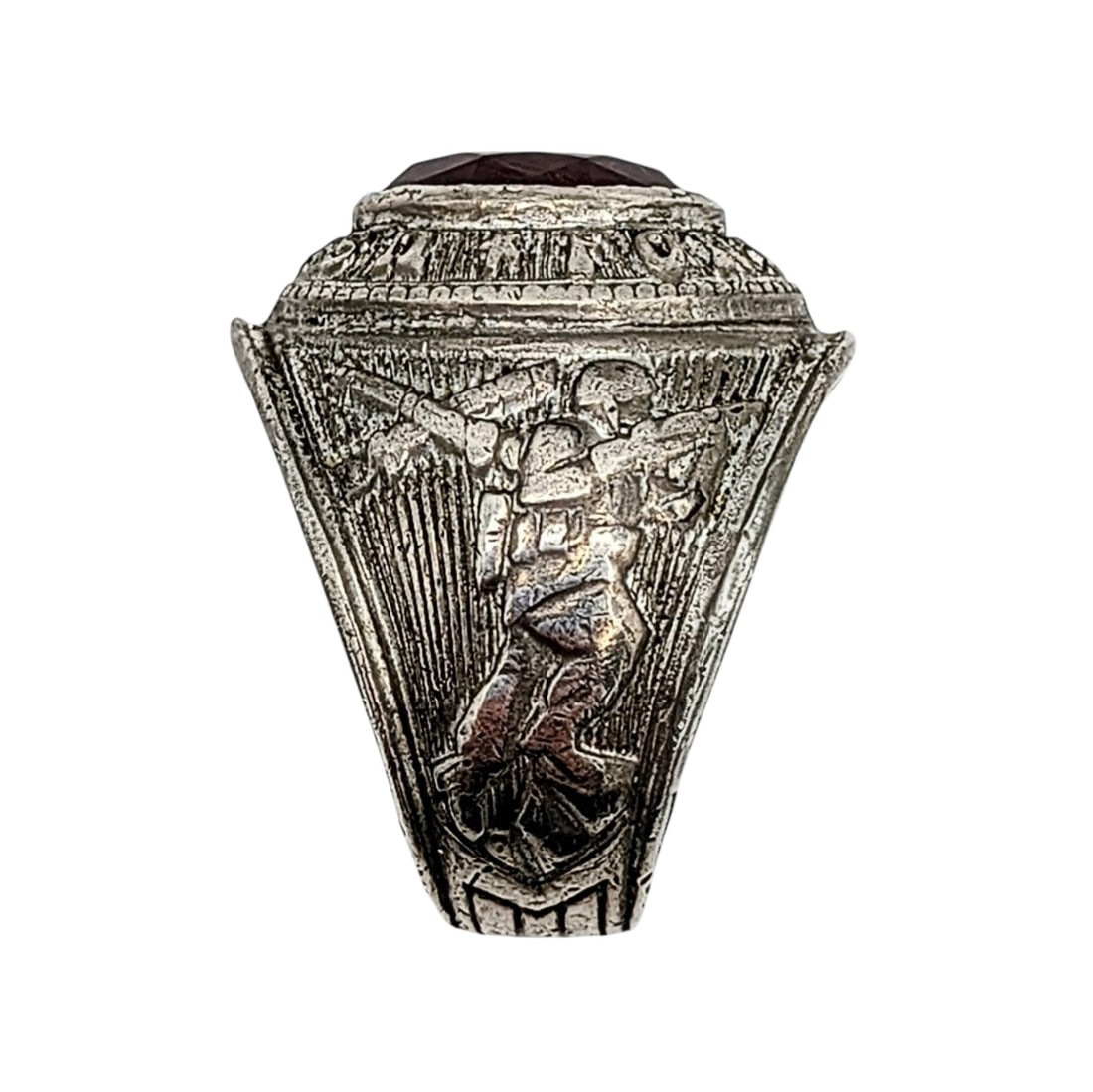 Signed Sterling Silver Ruby US Army Fort Dix Class Ring - 2