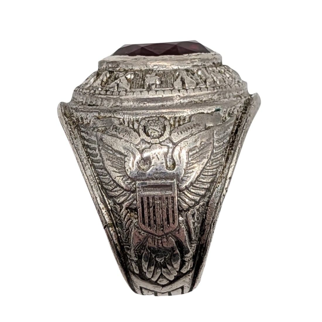 Signed Sterling Silver Ruby US Army Fort Dix Class Ring - 3