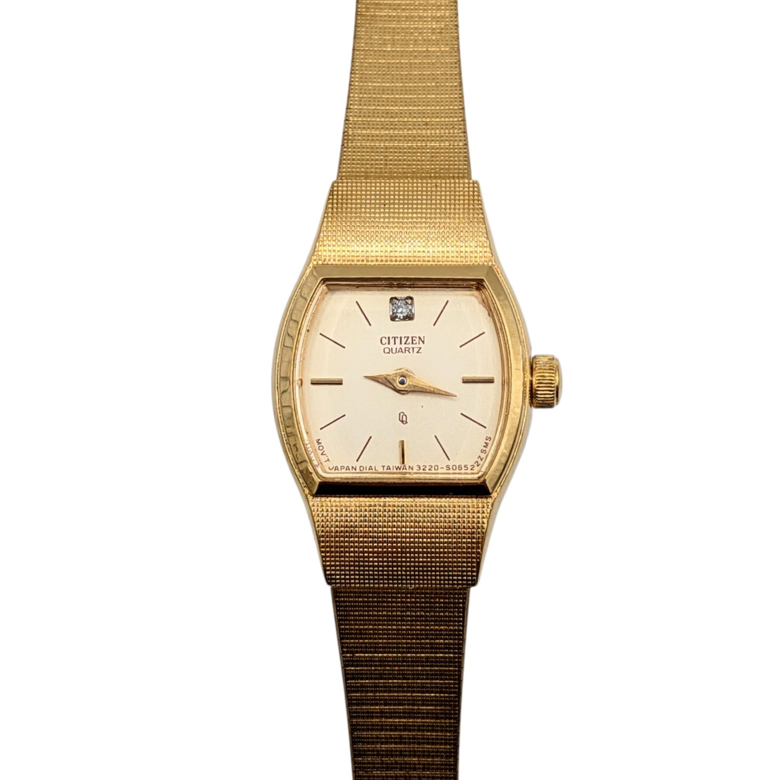 Citizen Yellow Gold Plate Base Metal Womens Watch: Citizen Yellow Gold Plate Base Metal Womens Watch. 8.5in Length (adjustable) Signed Citizen Base Metal YP 3220-890761 SMW 32-8821. 20.5g