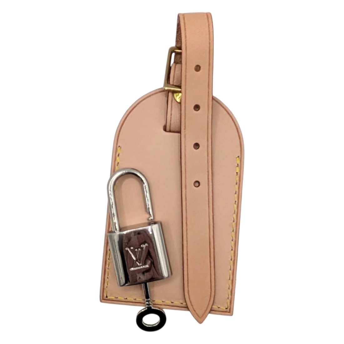 Louis Vuitton Leather Stainless Steel Luggage Tag Key/Lock Set (1 of 6)