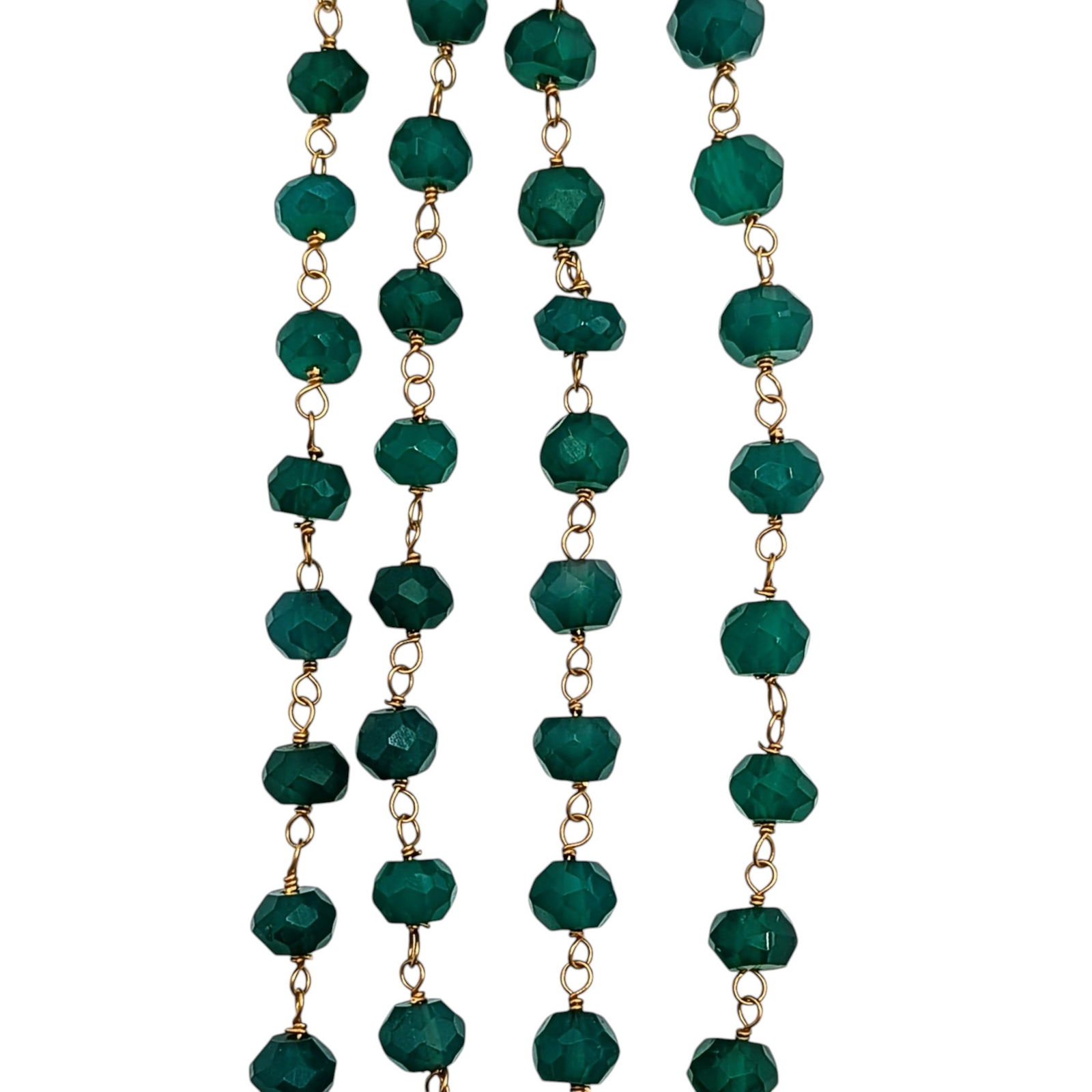 14KT Yellow Gold Emerald Beaded Necklace: 14KT Yellow Gold, Emerald Beaded Necklace. 16in Length. Signed 585. 6g