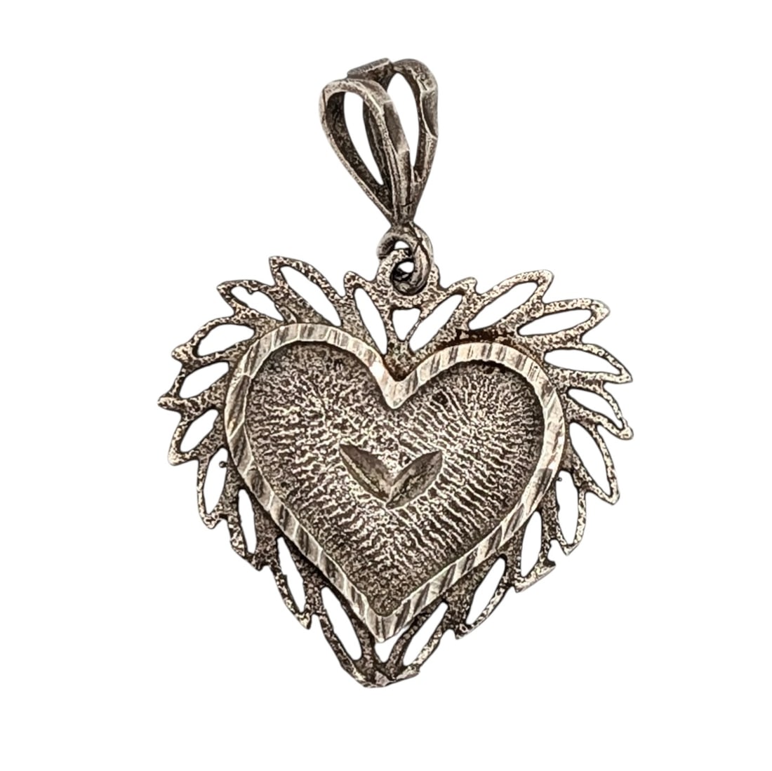 Signed 14KT White Gold Open Cut Heart Pendant: Signed 14KT White Gold Open Cut Heart Pendant. Signed 14K SS. 2.3g