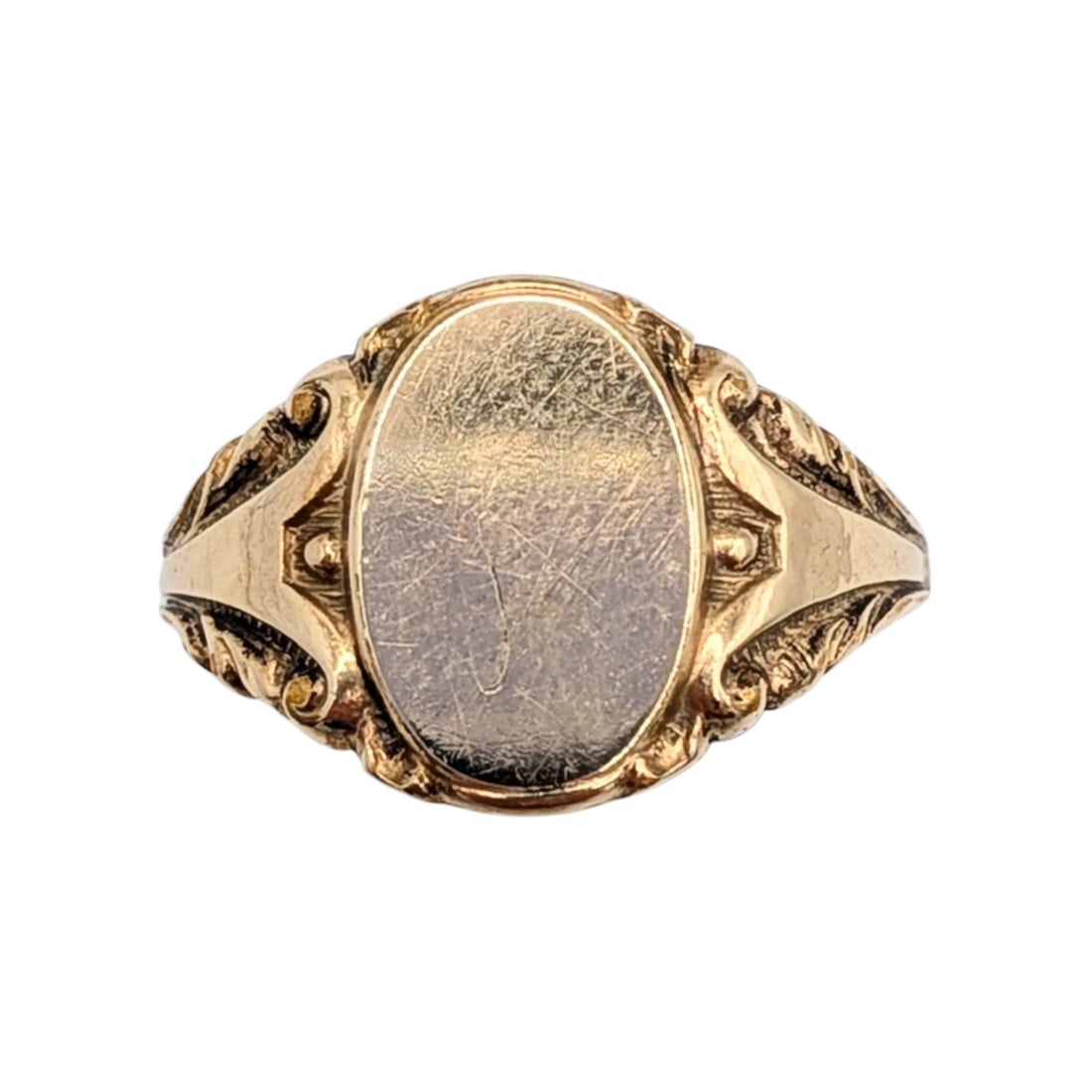 Signed Vintage 14KT Rolled Gold Signet Ring (1 of 4)