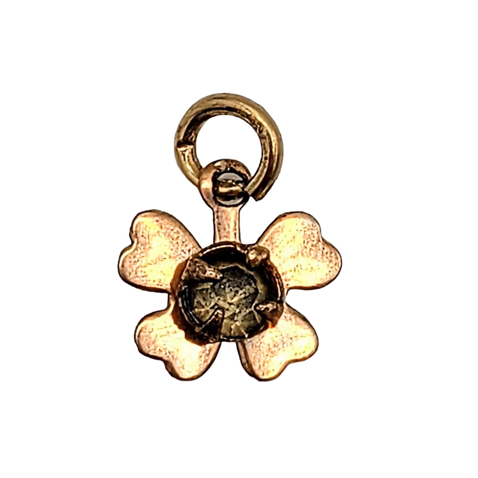 Vintage Gold Filled Rhinestone Four Leaf Clover Charm: Vintage Gold Filled, Rhinestone Four Leaf Clover Charm. Unsigned. .3g