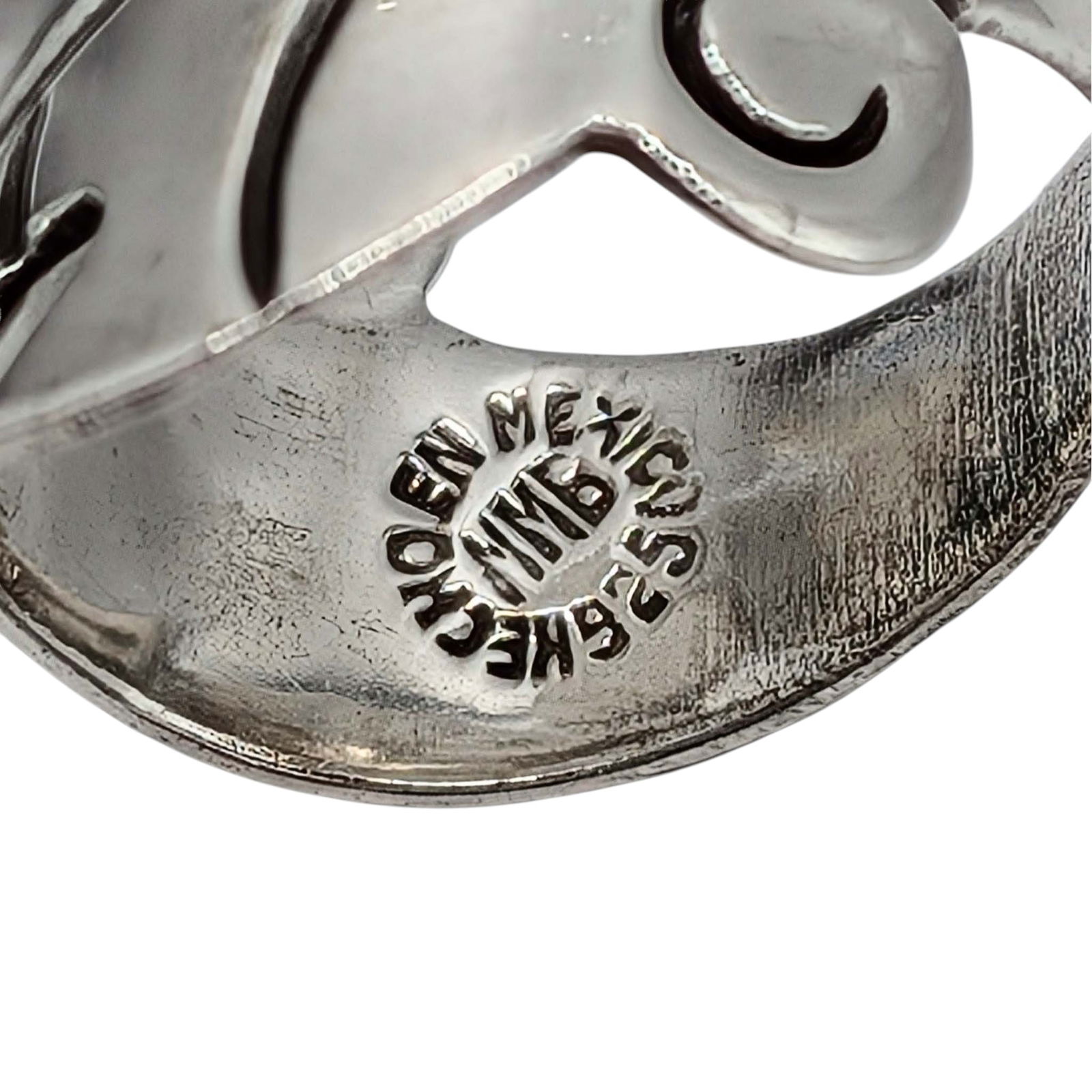 Signed Mexican Sterling Silver Adjustable Leaf Wrap Ring - 4
