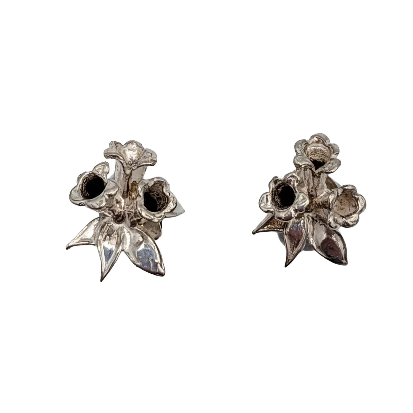 Sterling Silver 3 Flower Bouquet Stud Earrings (1 of 3)