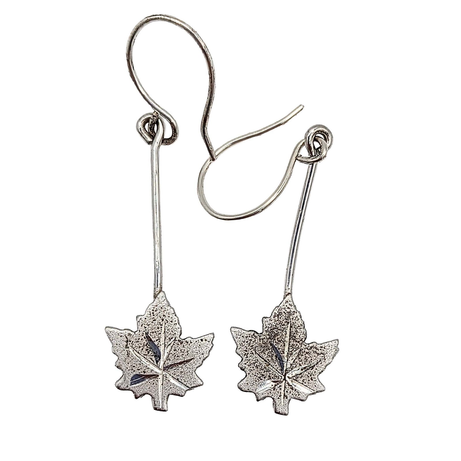 Enco Sterling Silver Maple Leaf Dangle Earrings - 2