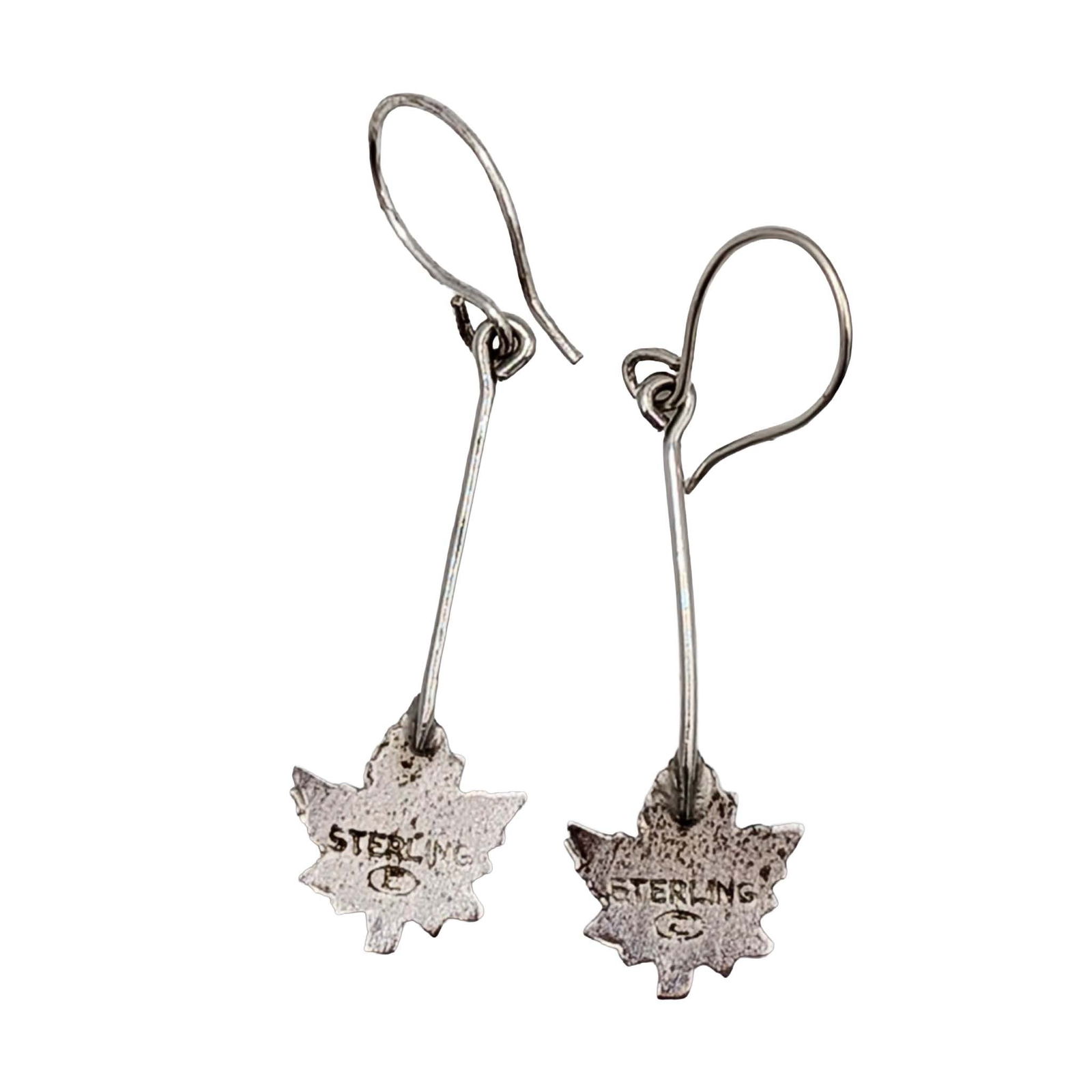 Enco Sterling Silver Maple Leaf Dangle Earrings - 3