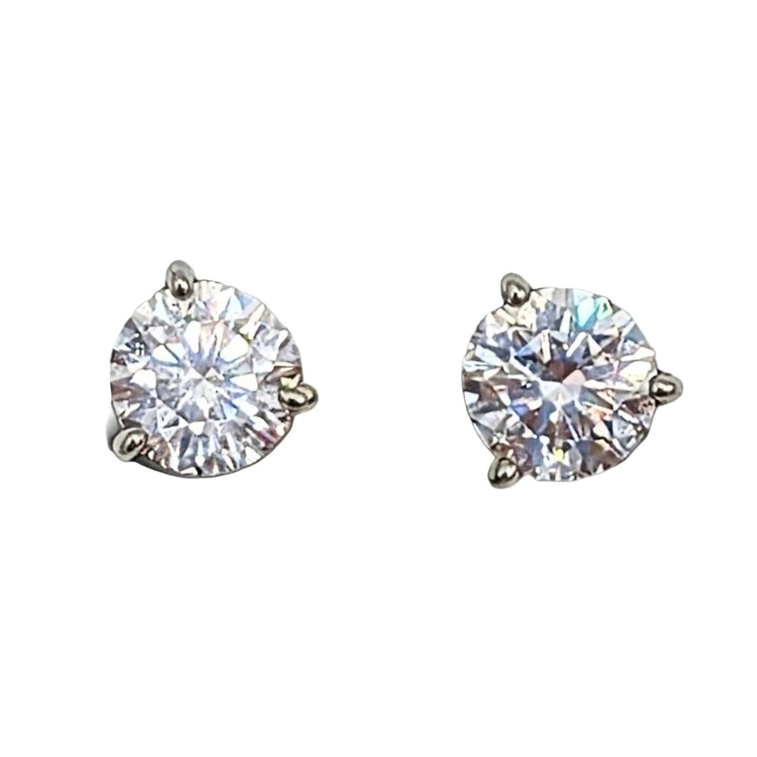Signed Sterling Silver CZ Solitaire Stud Earrings (1 of 3)