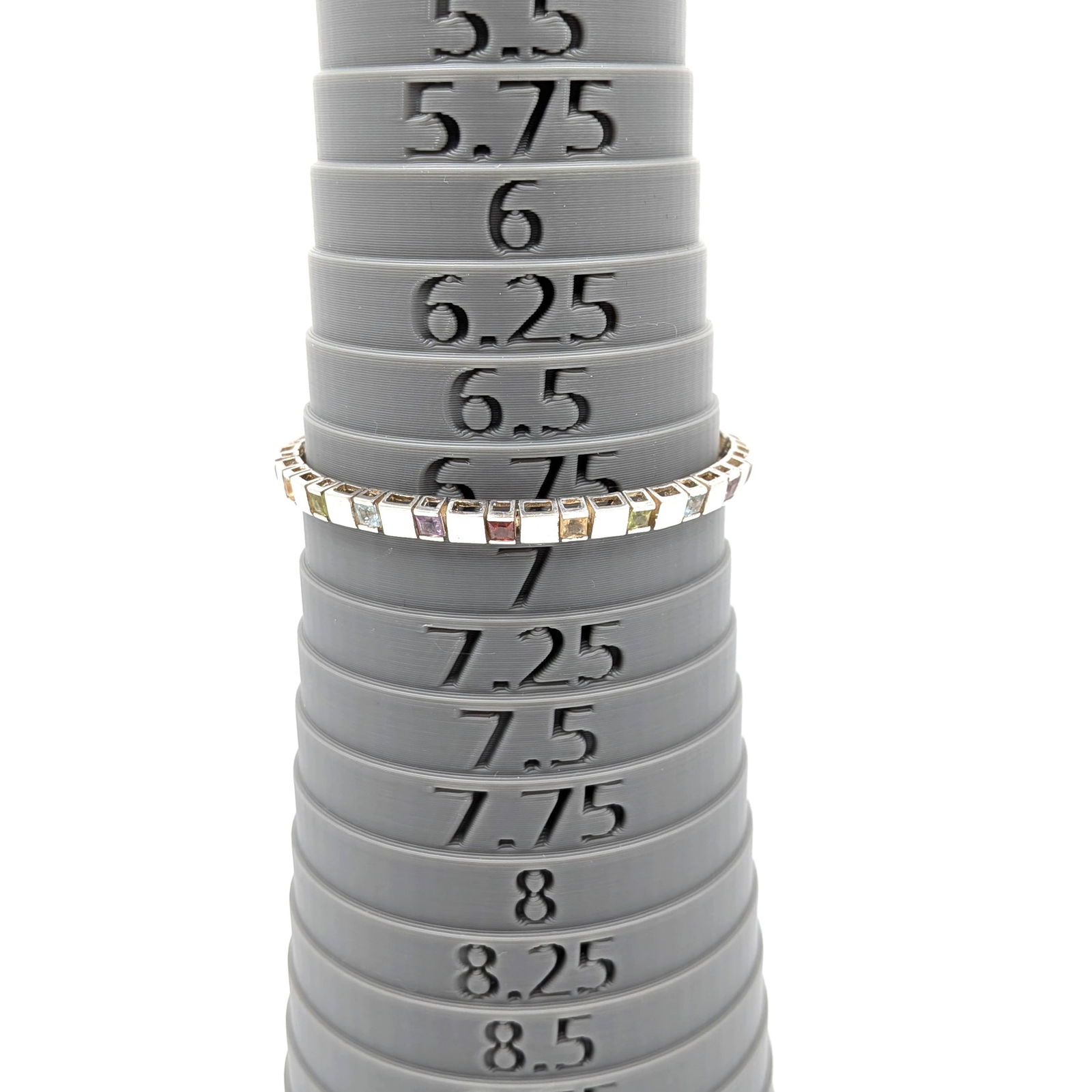 Signed Sterling Silver Multi Gemstone Square Link Tennis Bracelet - 4